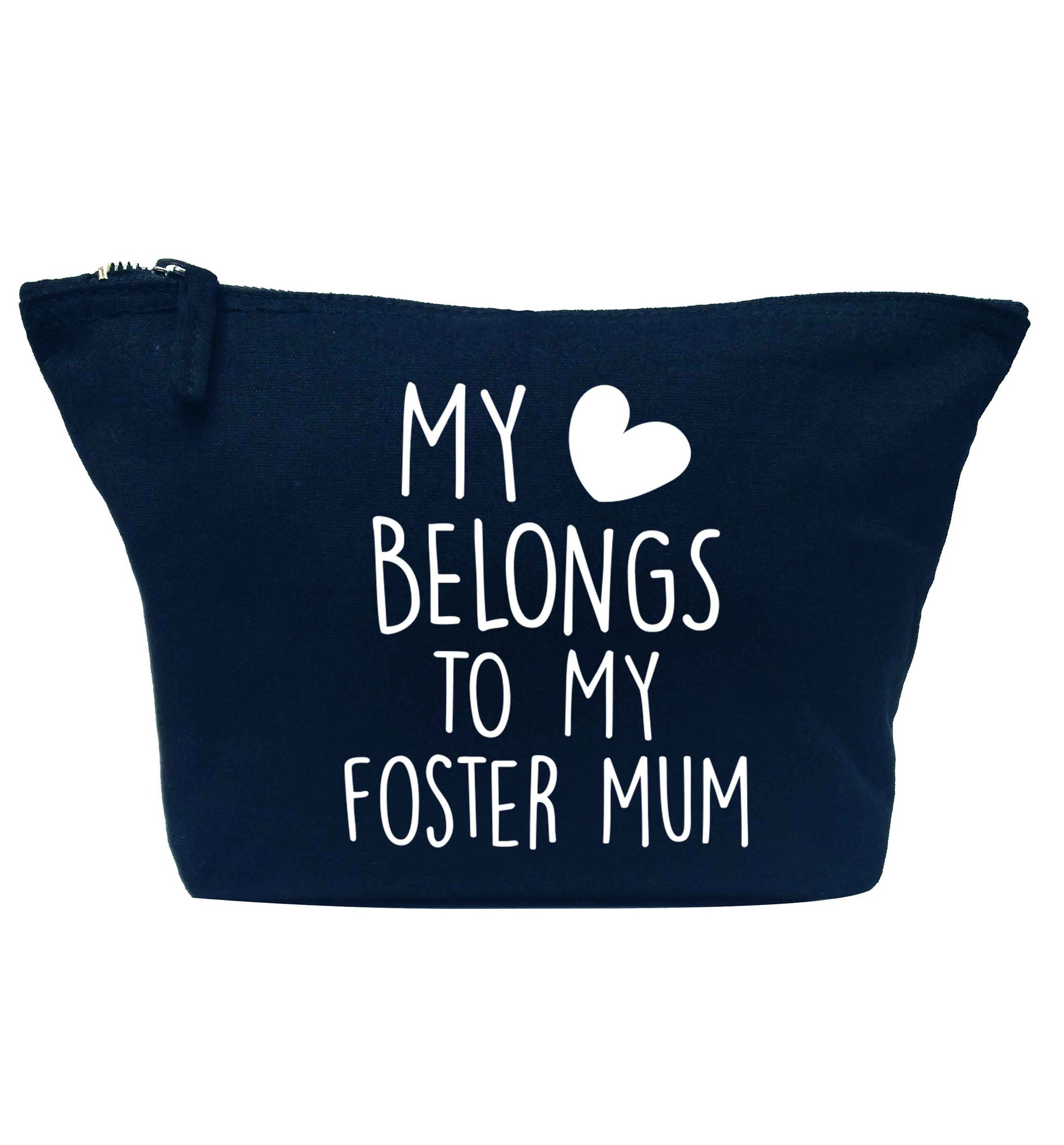 My heart belongs to my foster mum navy makeup bag