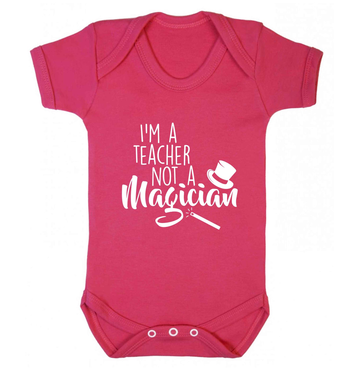 I'm a teacher not a magician baby vest dark pink 18-24 months