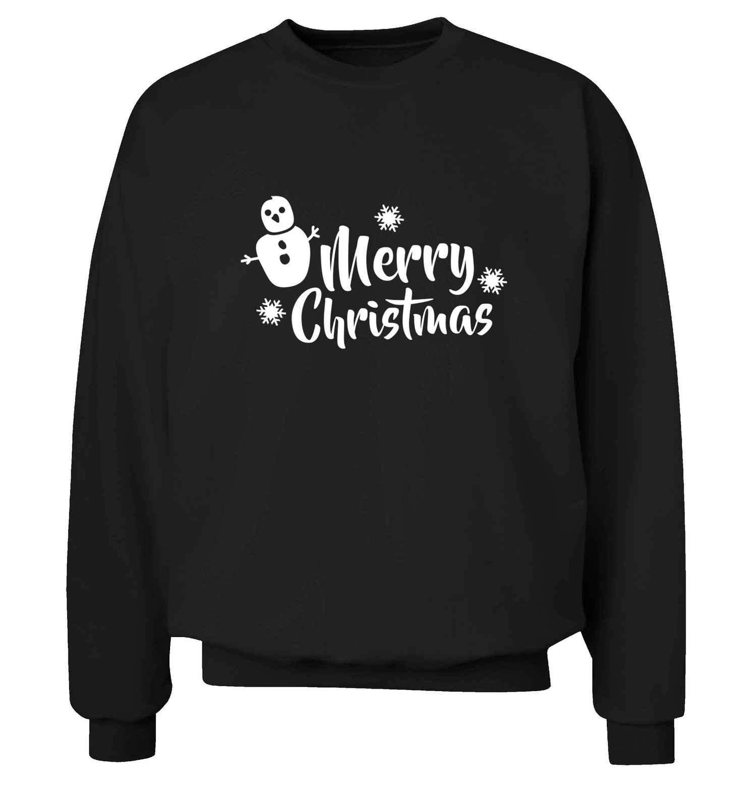 Merry Christmas - snowman adult's unisex black sweater 2XL