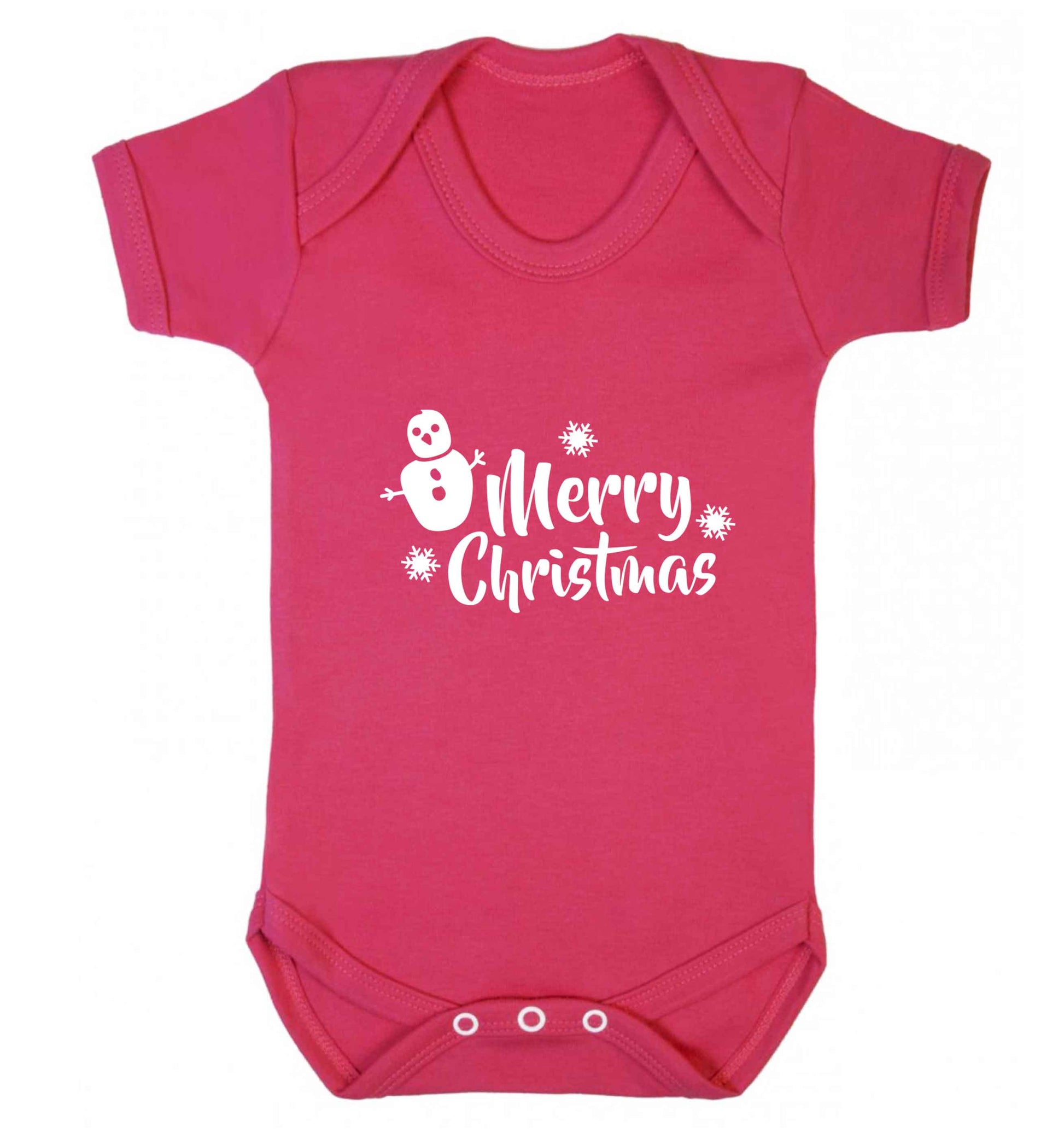 Merry Christmas - snowman baby vest dark pink 18-24 months