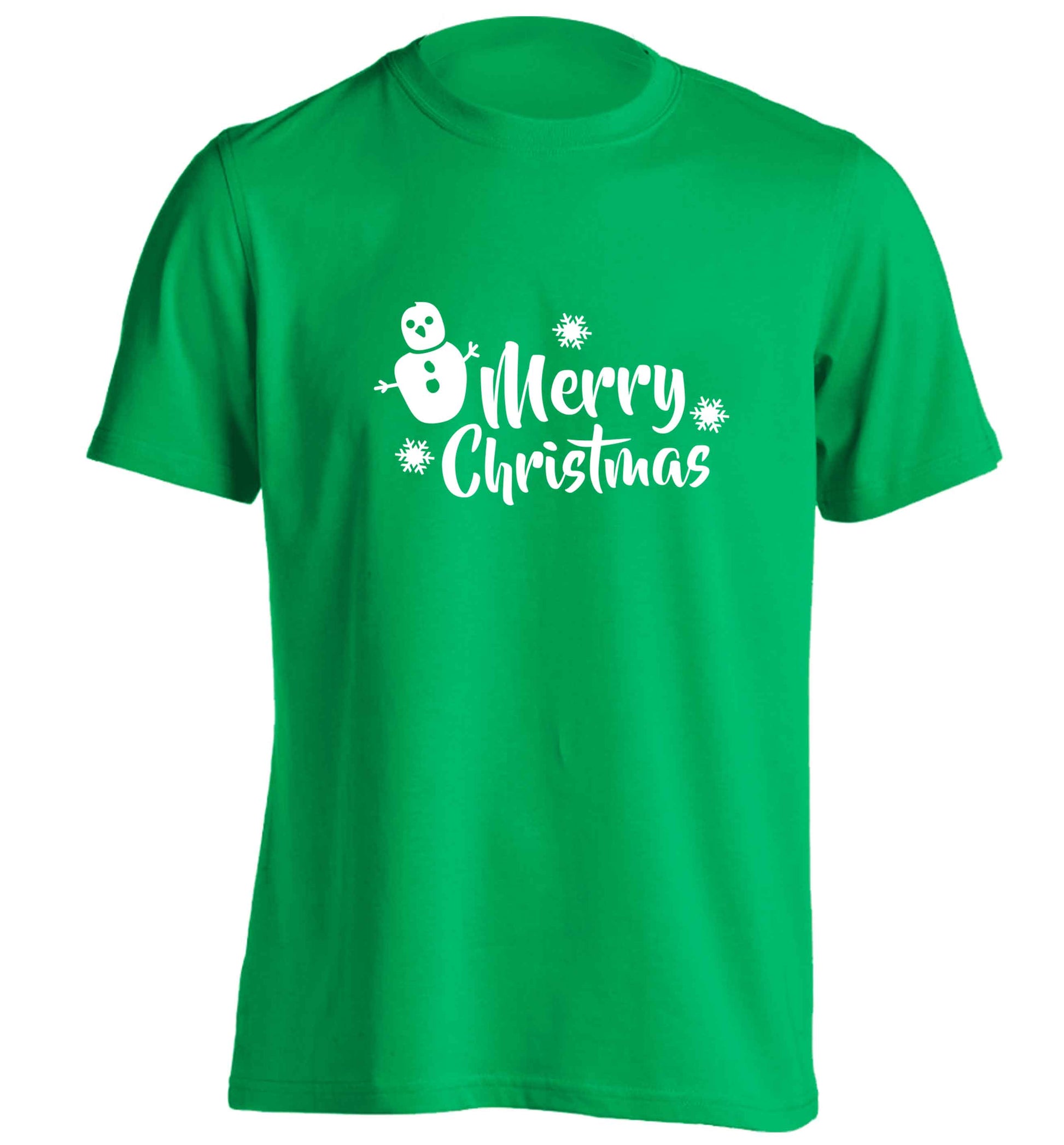 Merry Christmas - snowman adults unisex green Tshirt 2XL
