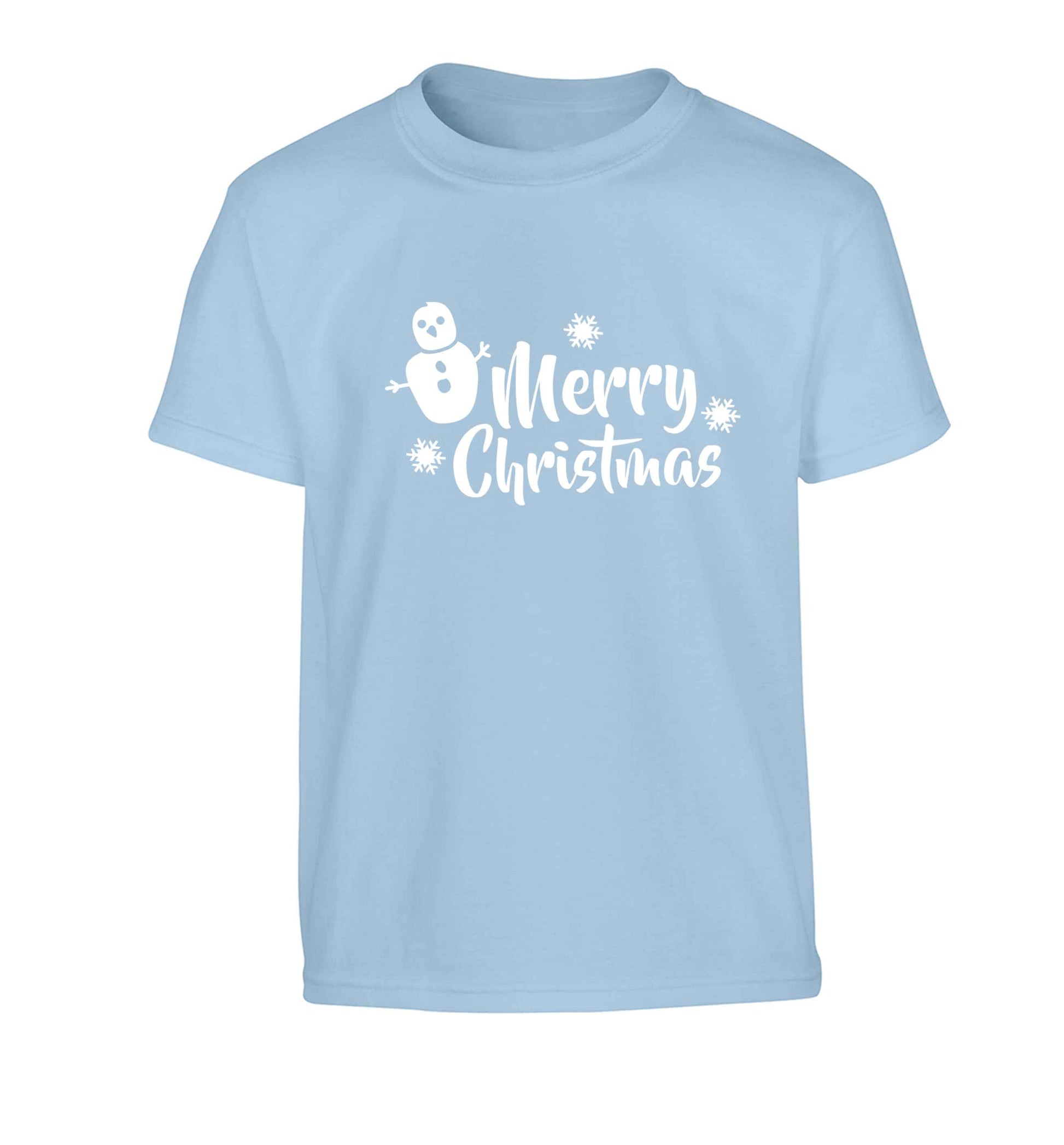 Merry Christmas - snowman Children's light blue Tshirt 12-13 Years
