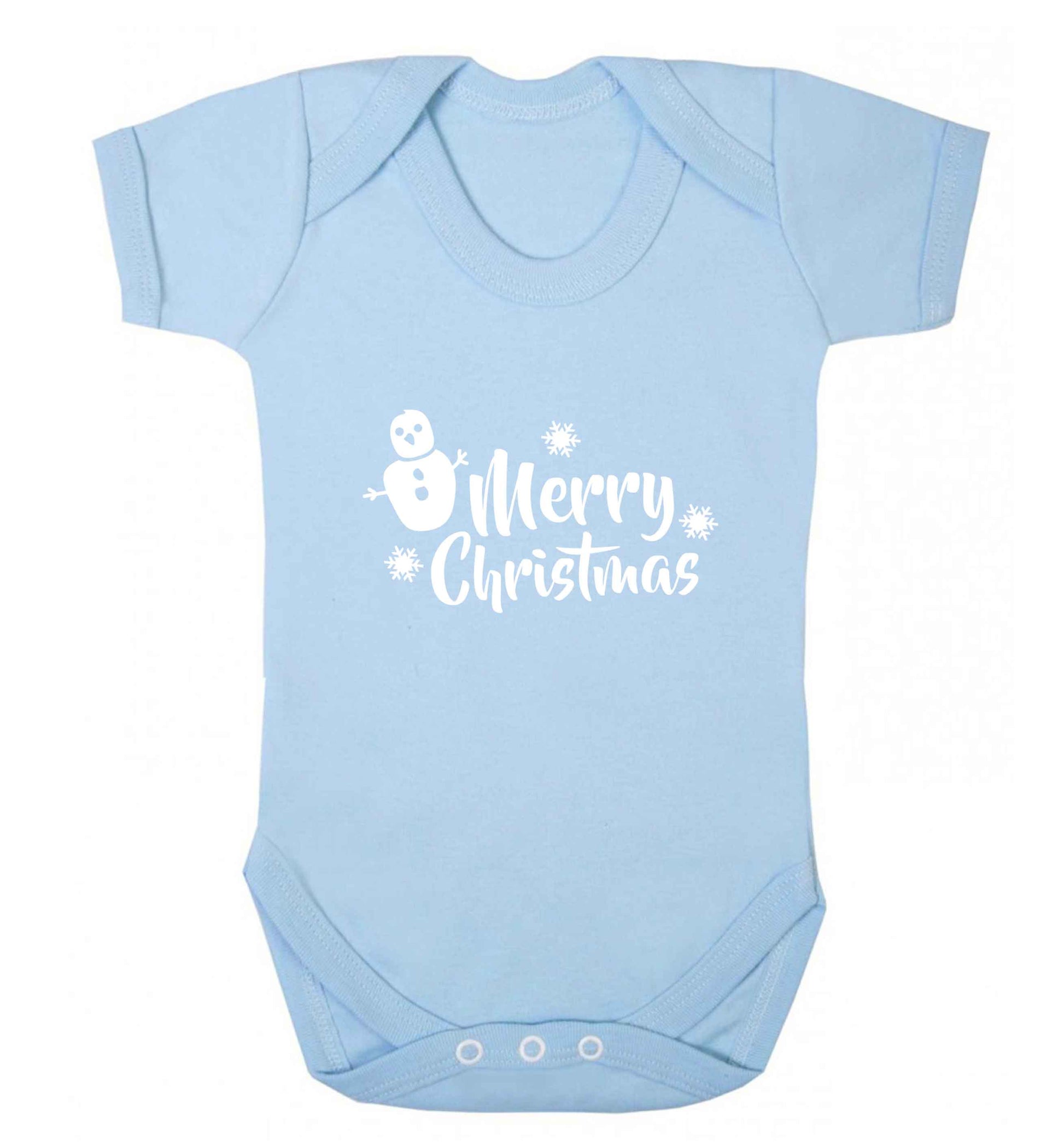 Merry Christmas - snowman baby vest pale blue 18-24 months