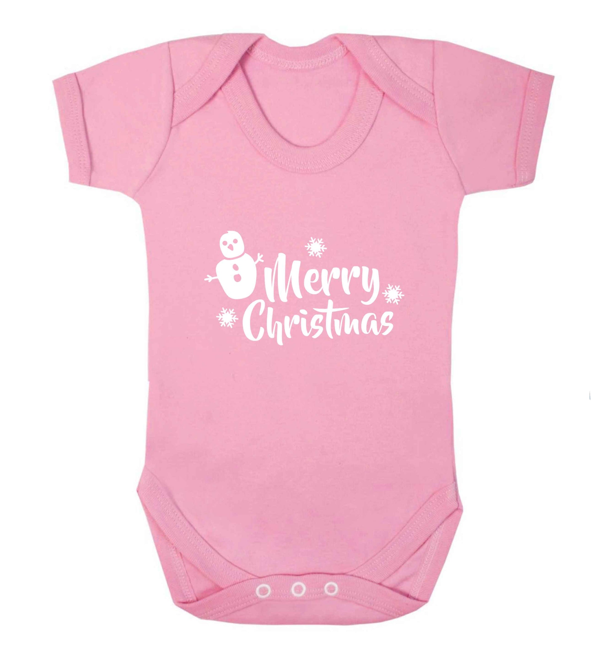 Merry Christmas - snowman baby vest pale pink 18-24 months