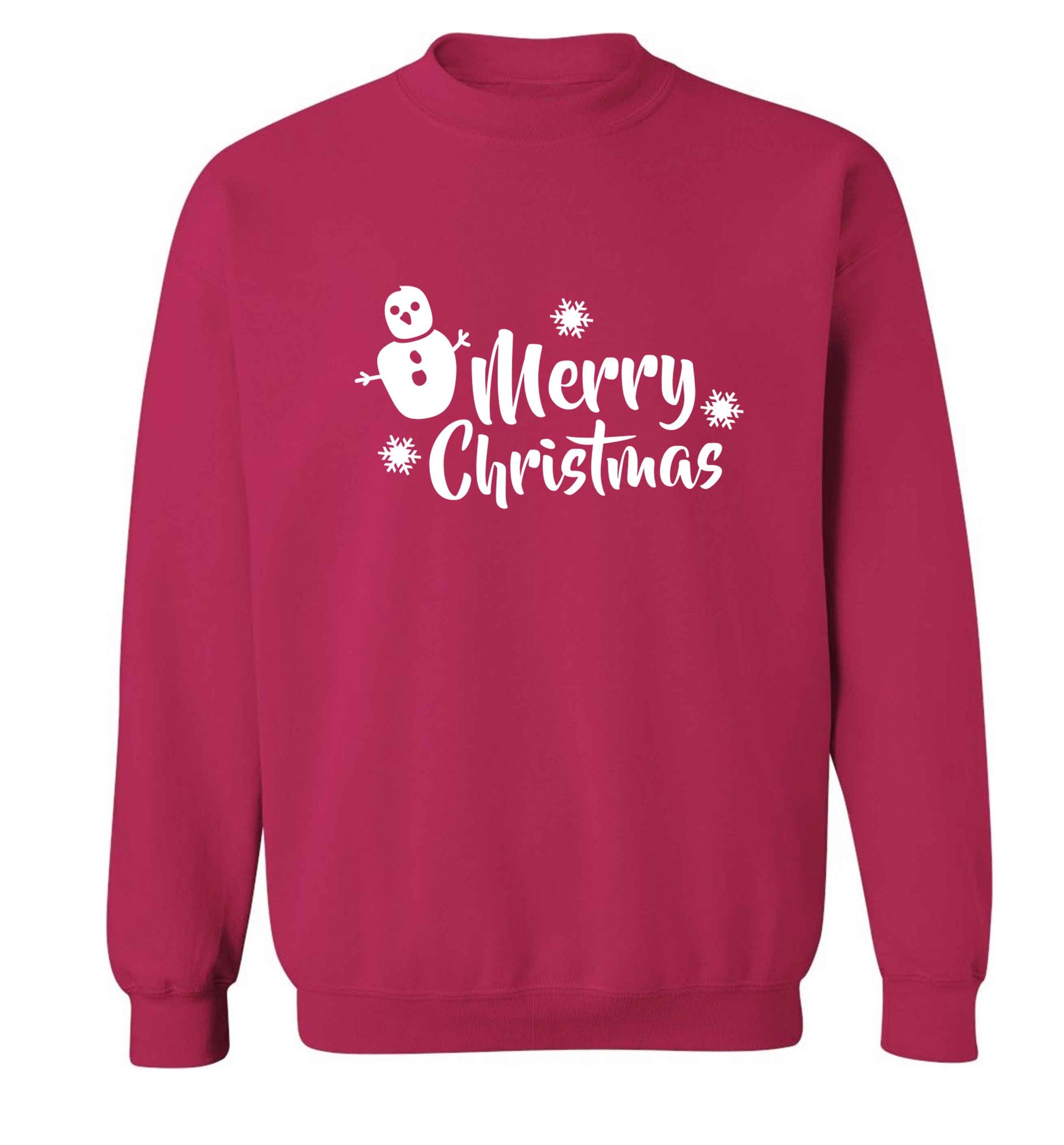 Merry Christmas - snowman adult's unisex pink sweater 2XL