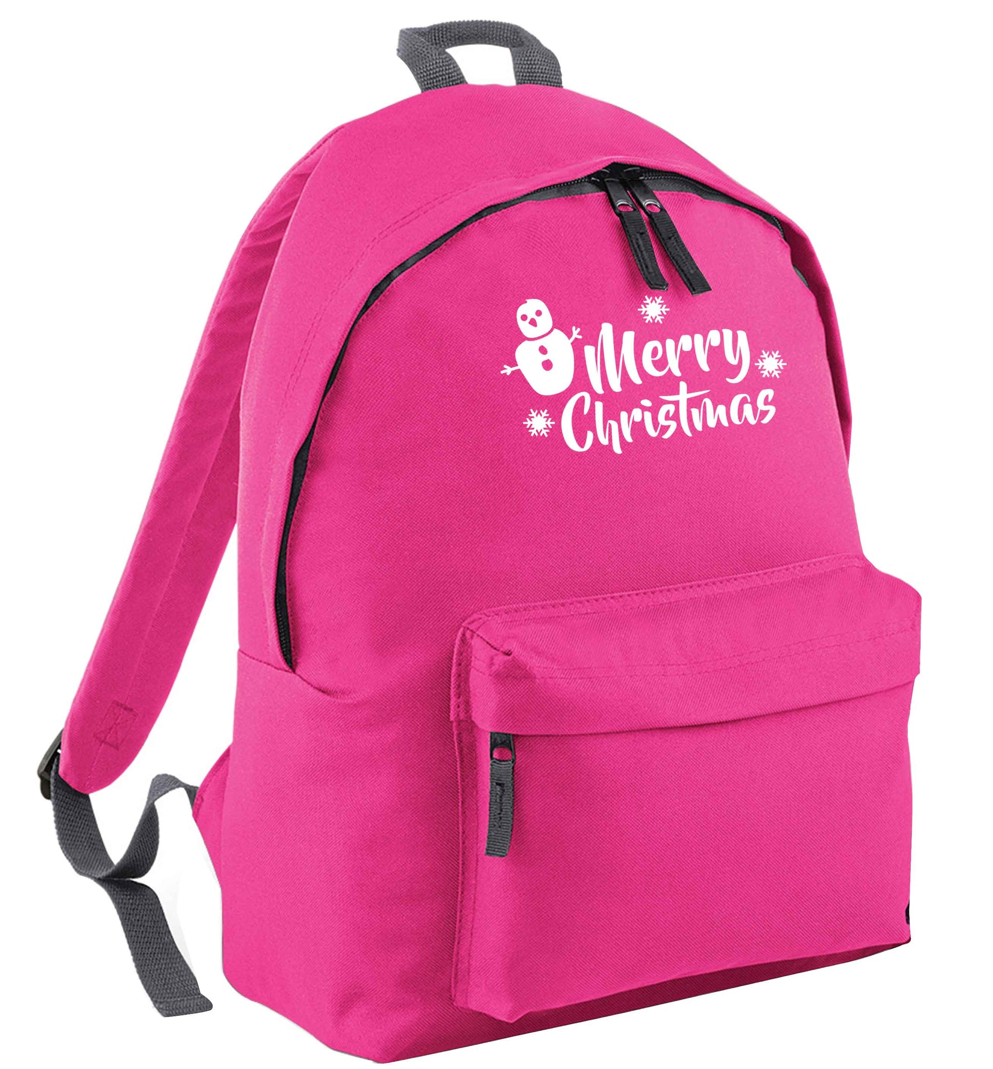Merry Christmas - snowman pink adults backpack