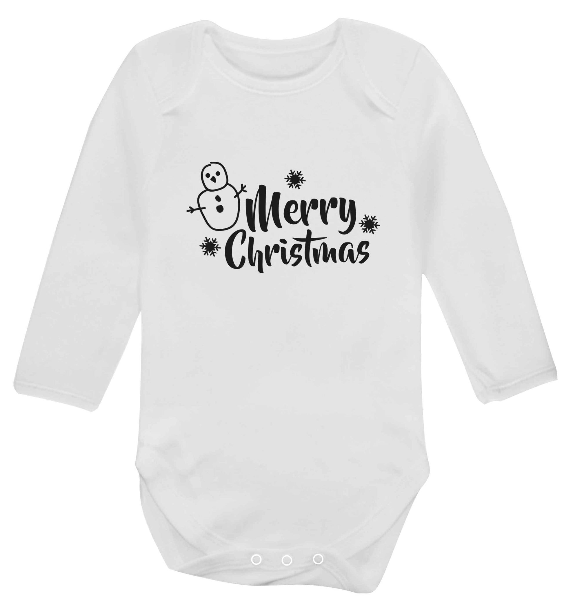 Merry Christmas - snowman baby vest long sleeved white 6-12 months