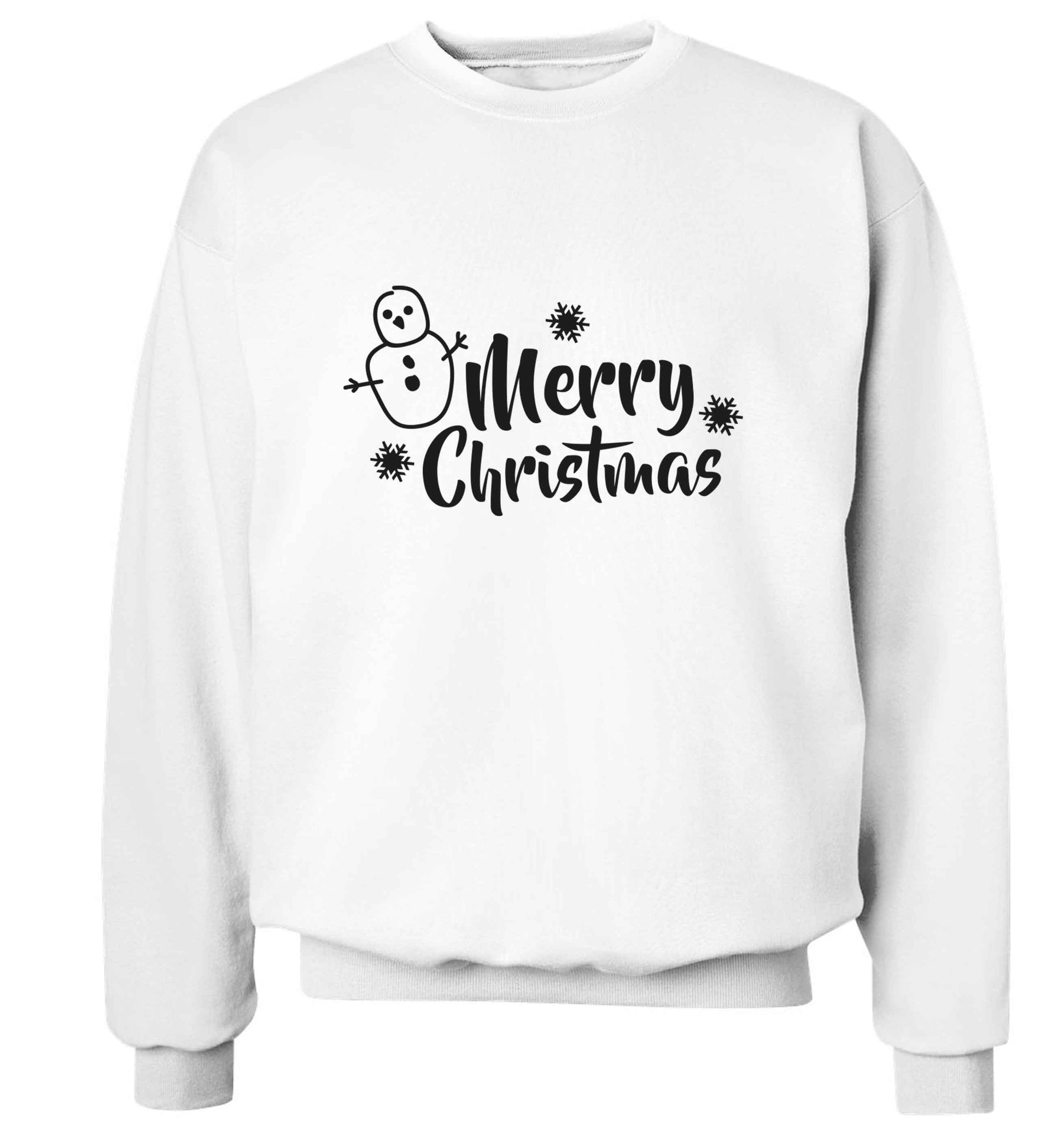 Merry Christmas - snowman adult's unisex white sweater 2XL