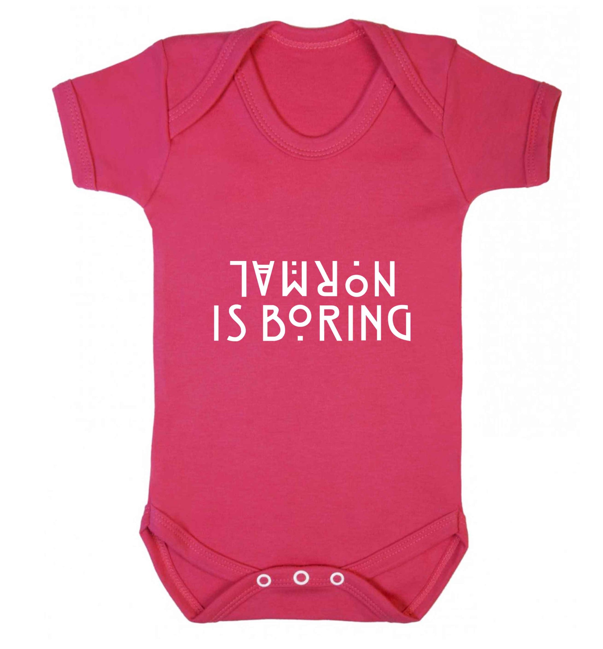 Normal is boring baby vest dark pink 18-24 months