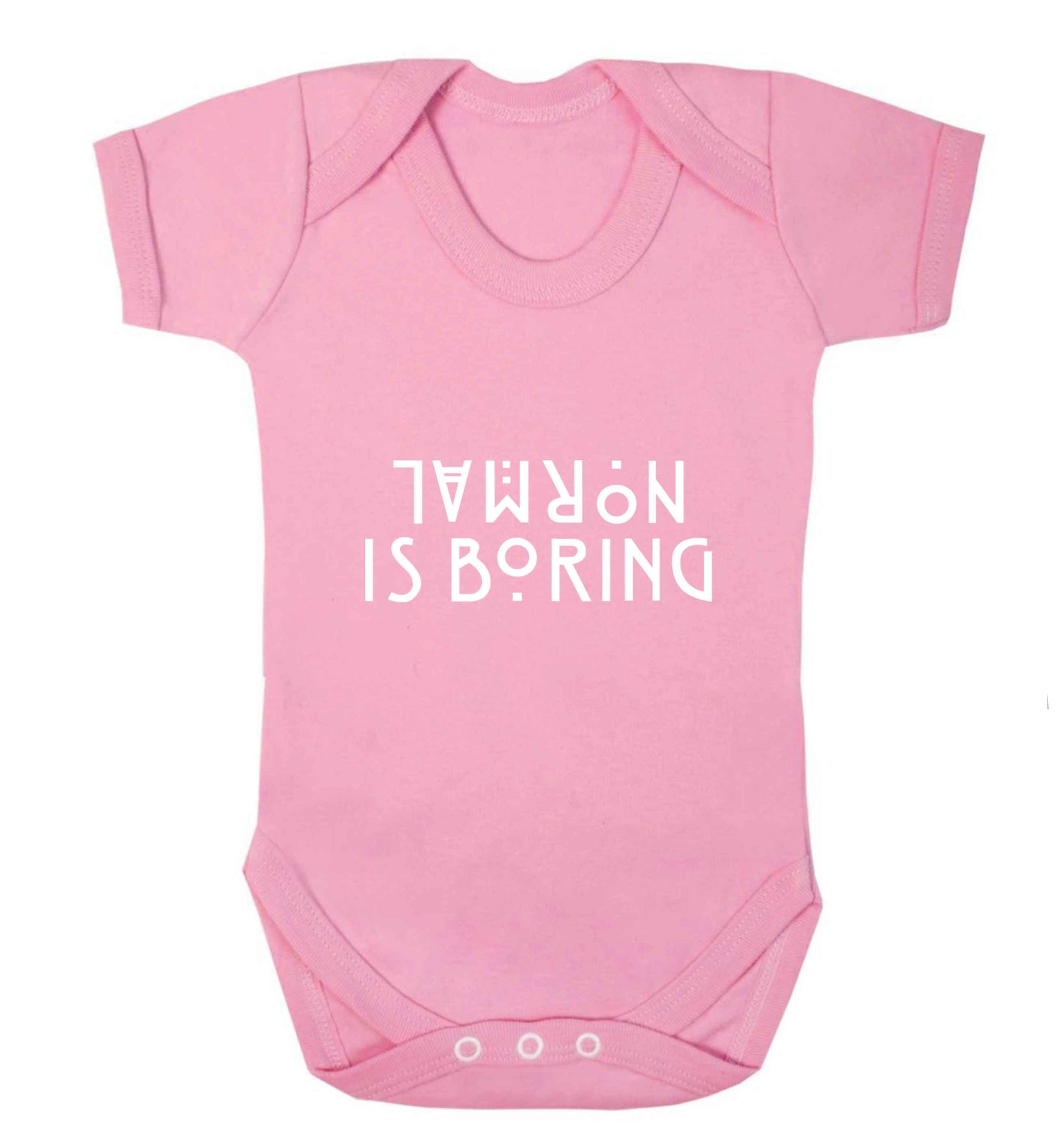 Normal is boring baby vest pale pink 18-24 months