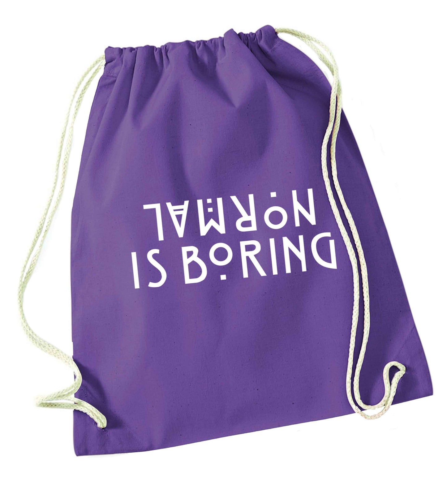 Normal is boring purple drawstring bag