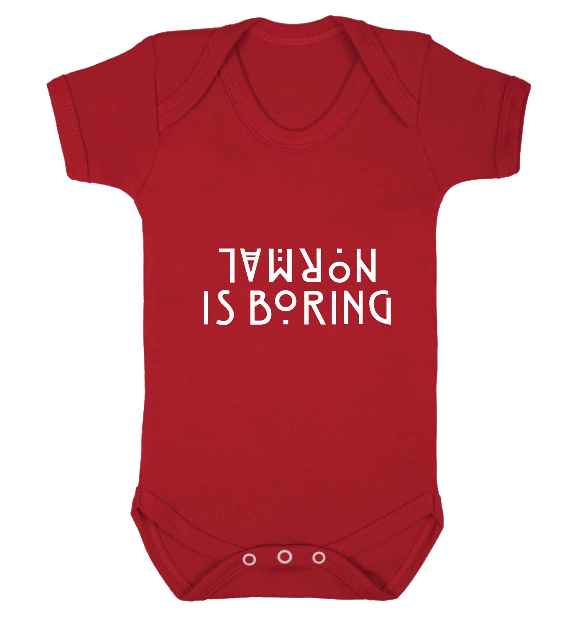 Normal is boring baby vest red 18-24 months