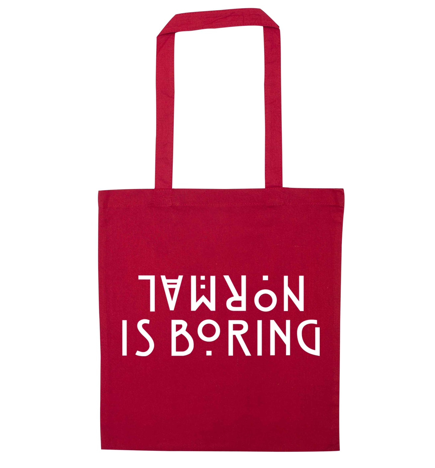 Normal is boring red tote bag