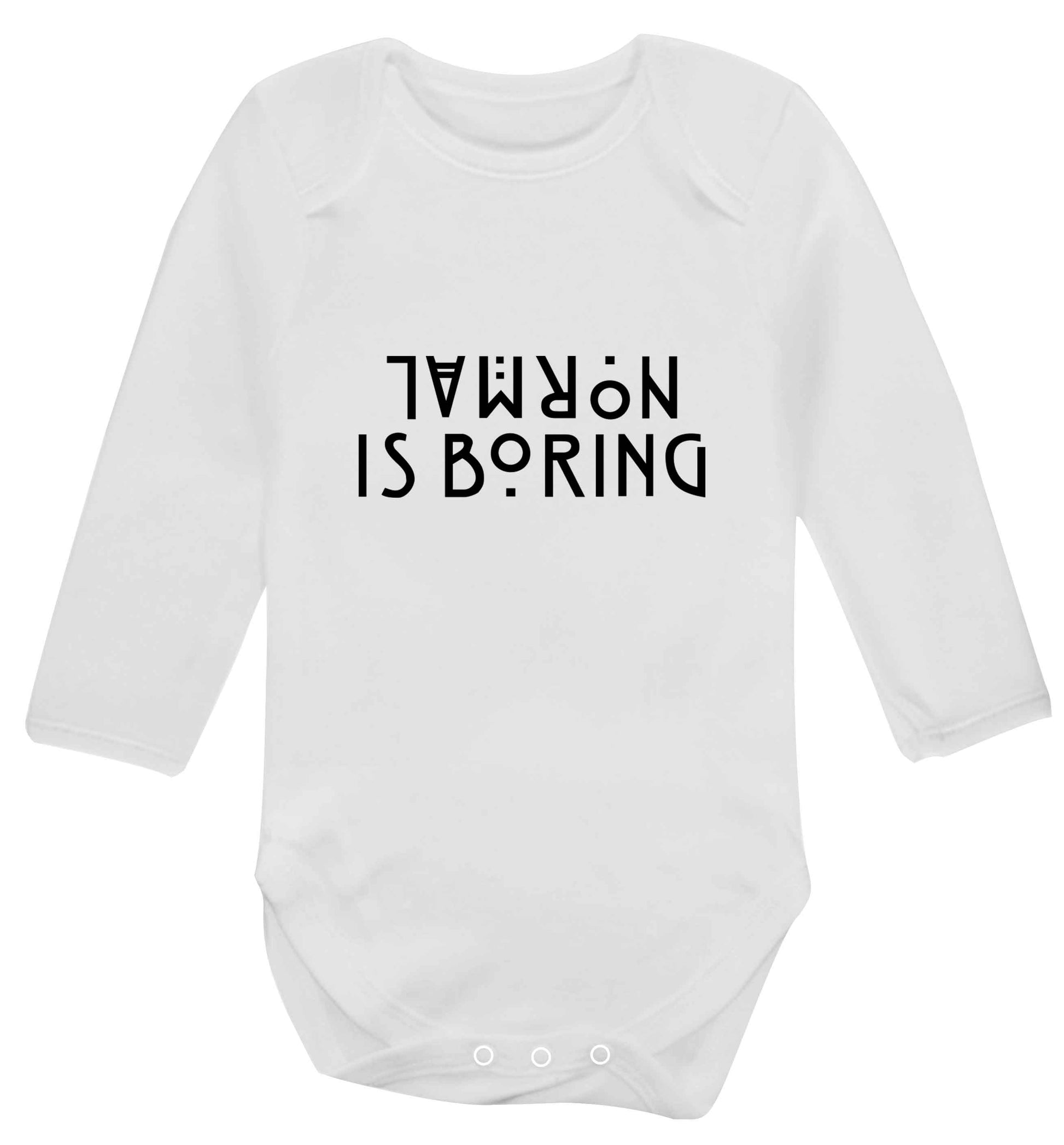 Normal is boring baby vest long sleeved white 6-12 months
