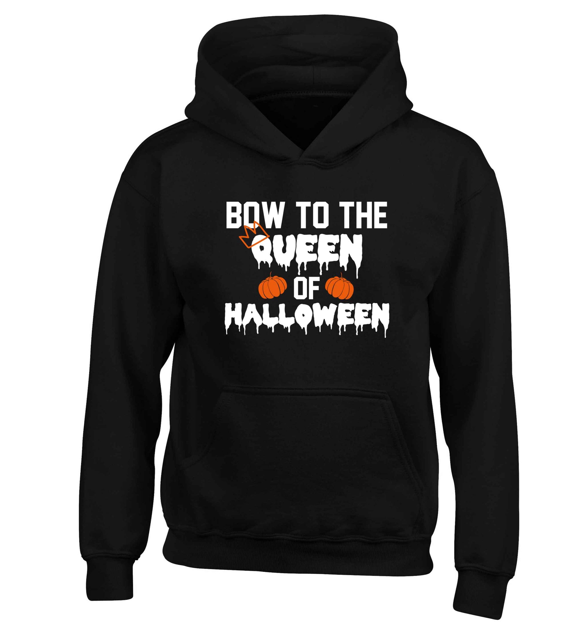 Bow to the Queen of halloween children's black hoodie 12-13 Years