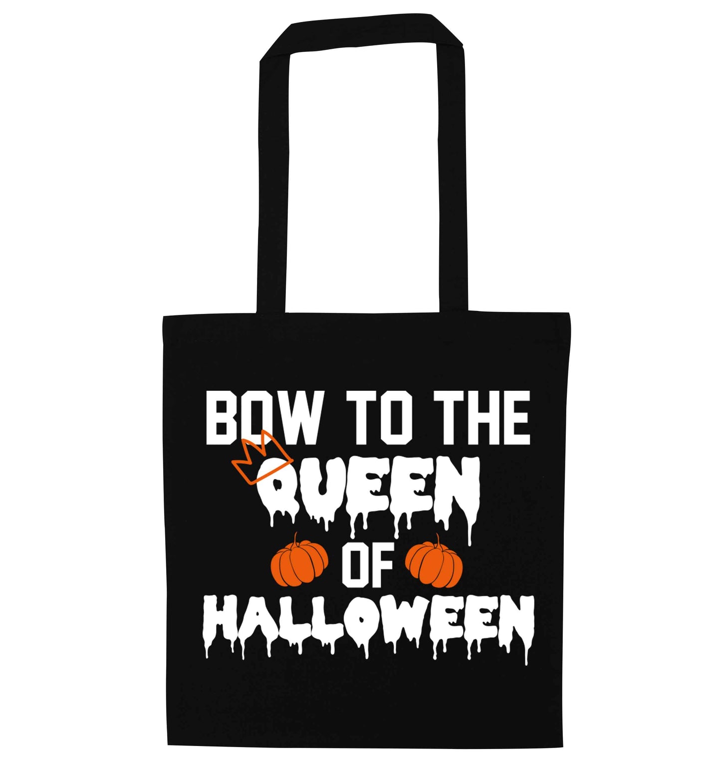 Bow to the Queen of halloween black tote bag
