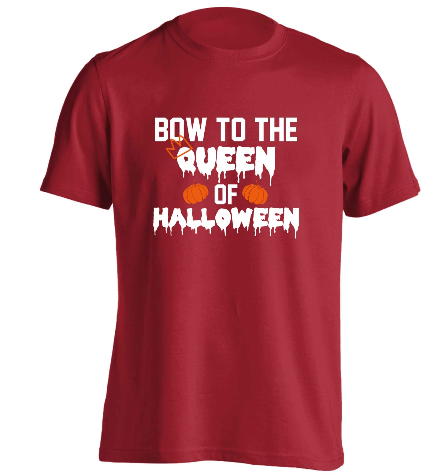 Bow to the Queen of halloween adults unisex red Tshirt 2XL