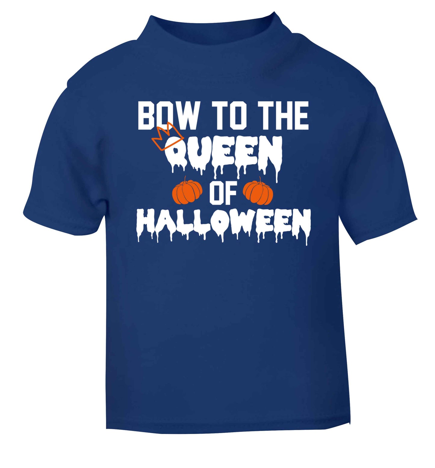 Bow to the Queen of halloween blue baby toddler Tshirt 2 Years