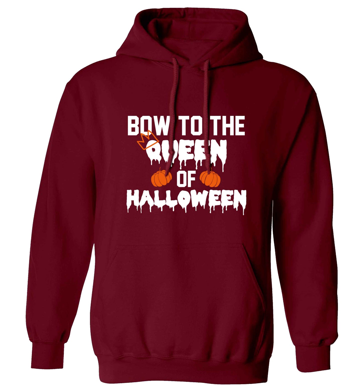 Bow to the Queen of halloween adults unisex maroon hoodie 2XL