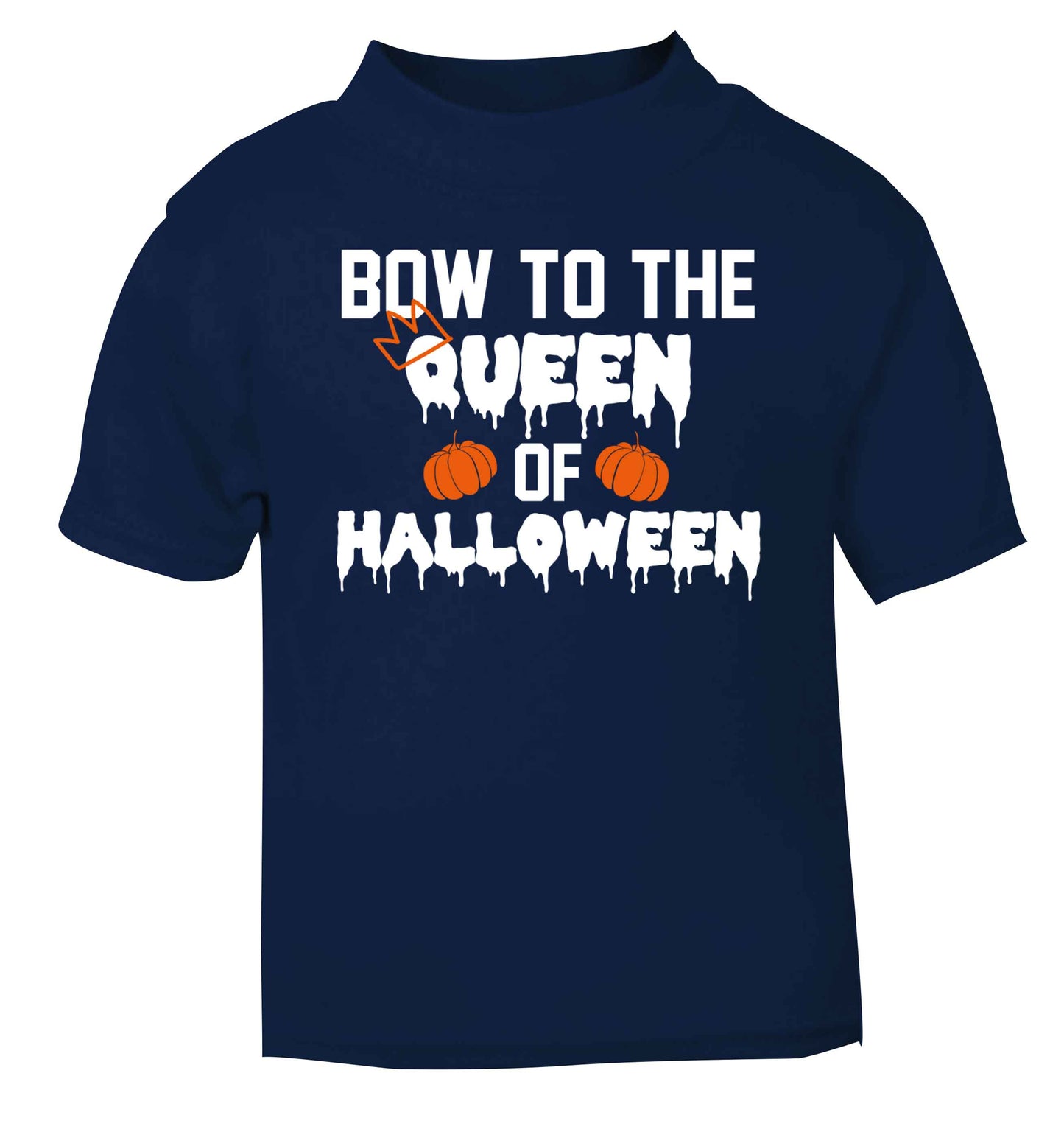 Bow to the Queen of halloween navy baby toddler Tshirt 2 Years