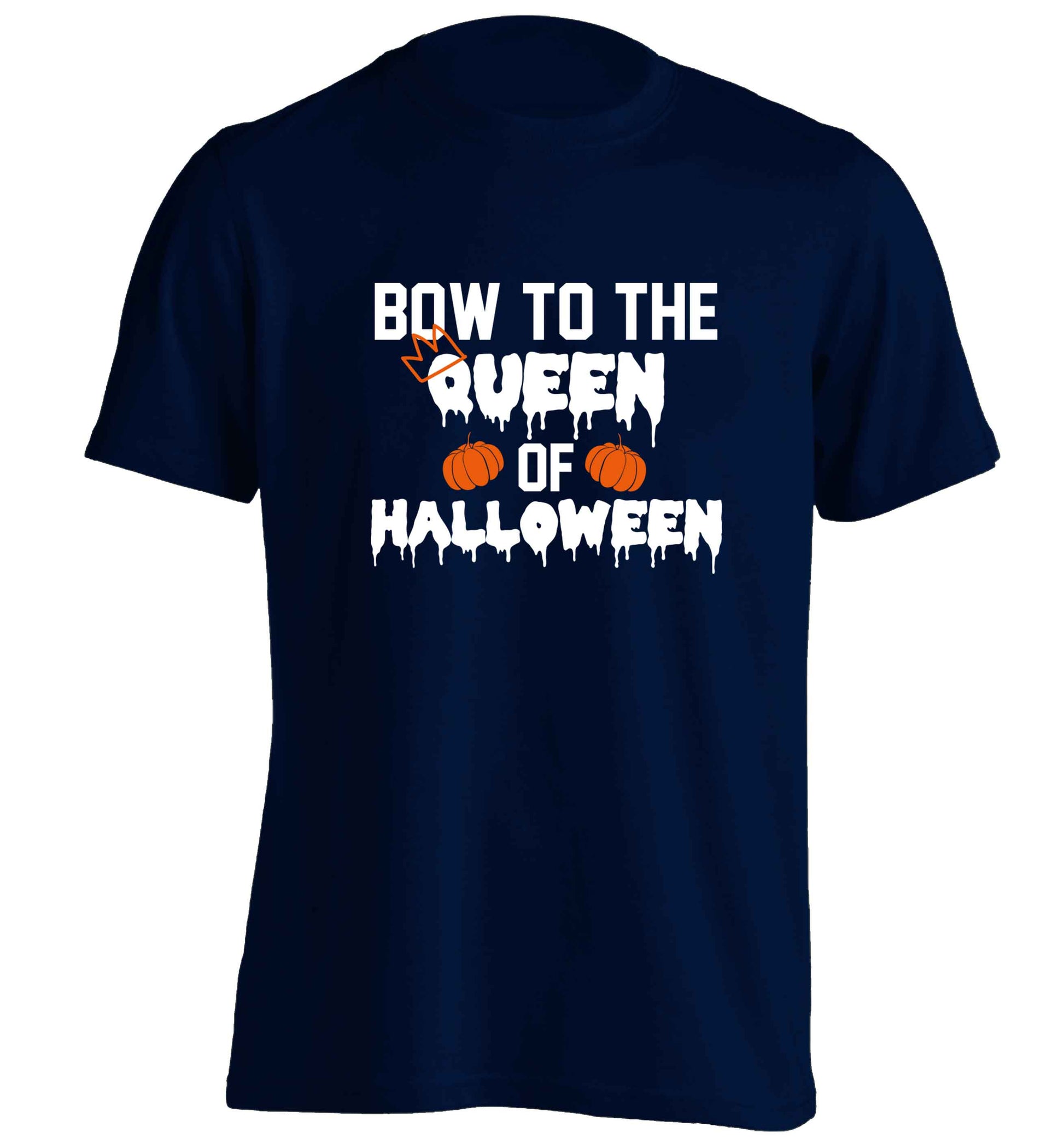 Bow to the Queen of halloween adults unisex navy Tshirt 2XL