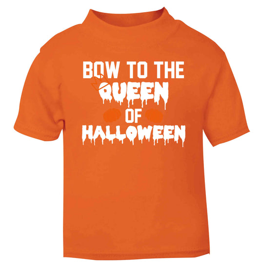 Bow to the Queen of halloween orange baby toddler Tshirt 2 Years