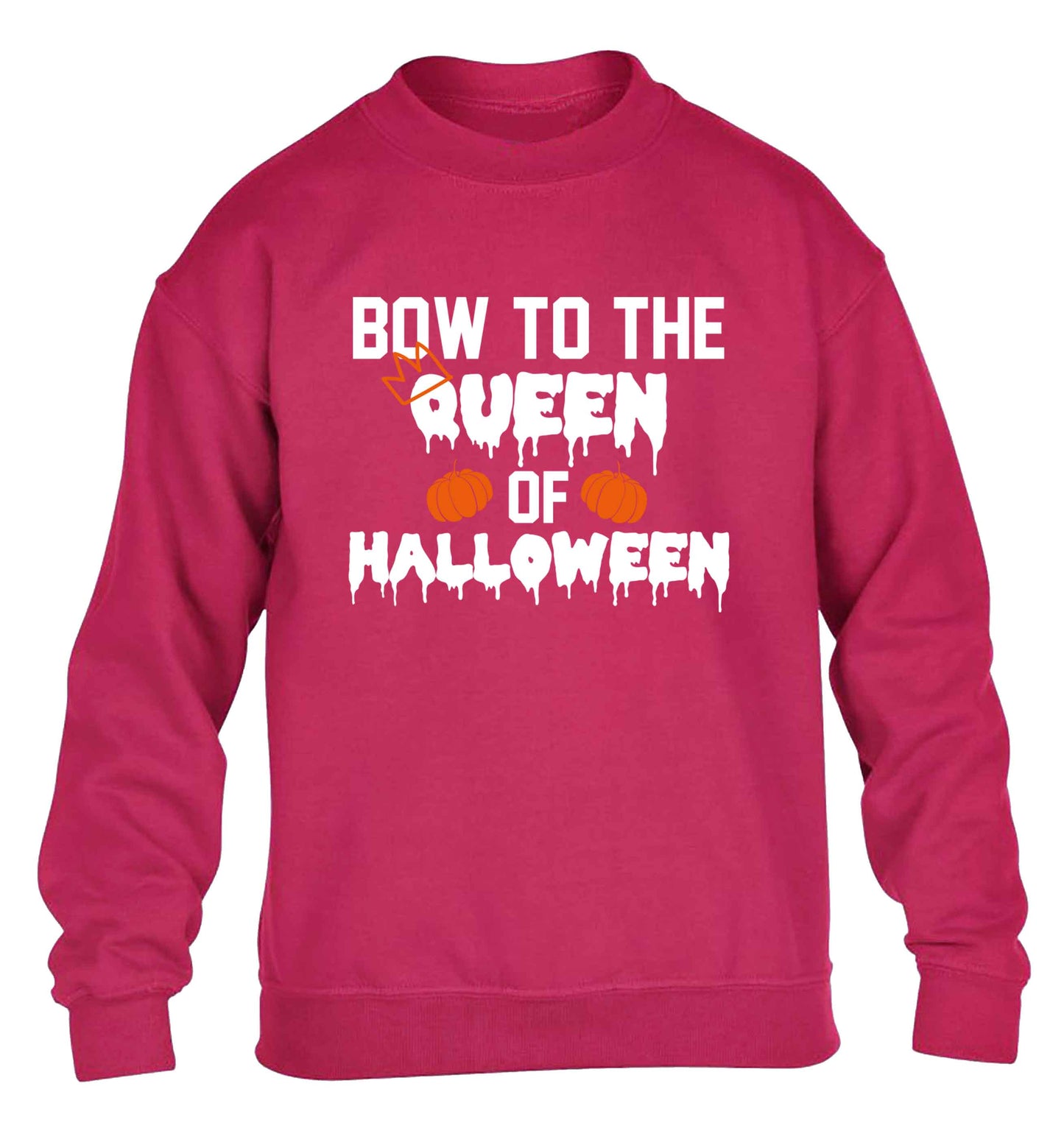Bow to the Queen of halloween children's pink sweater 12-13 Years