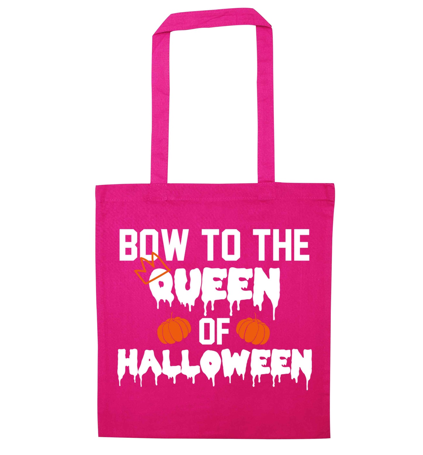 Bow to the Queen of halloween pink tote bag