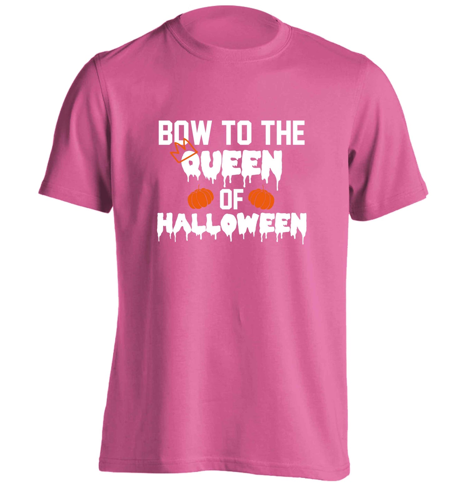 Bow to the Queen of halloween adults unisex pink Tshirt 2XL