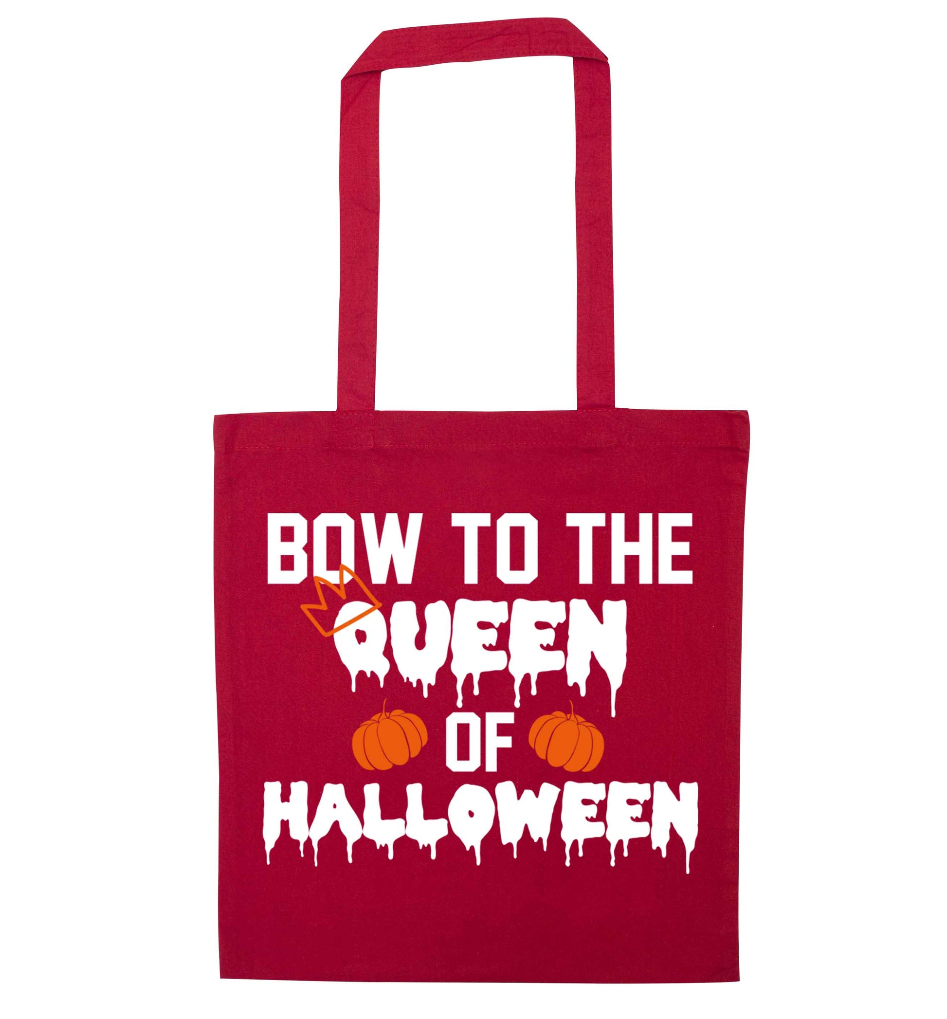 Bow to the Queen of halloween red tote bag