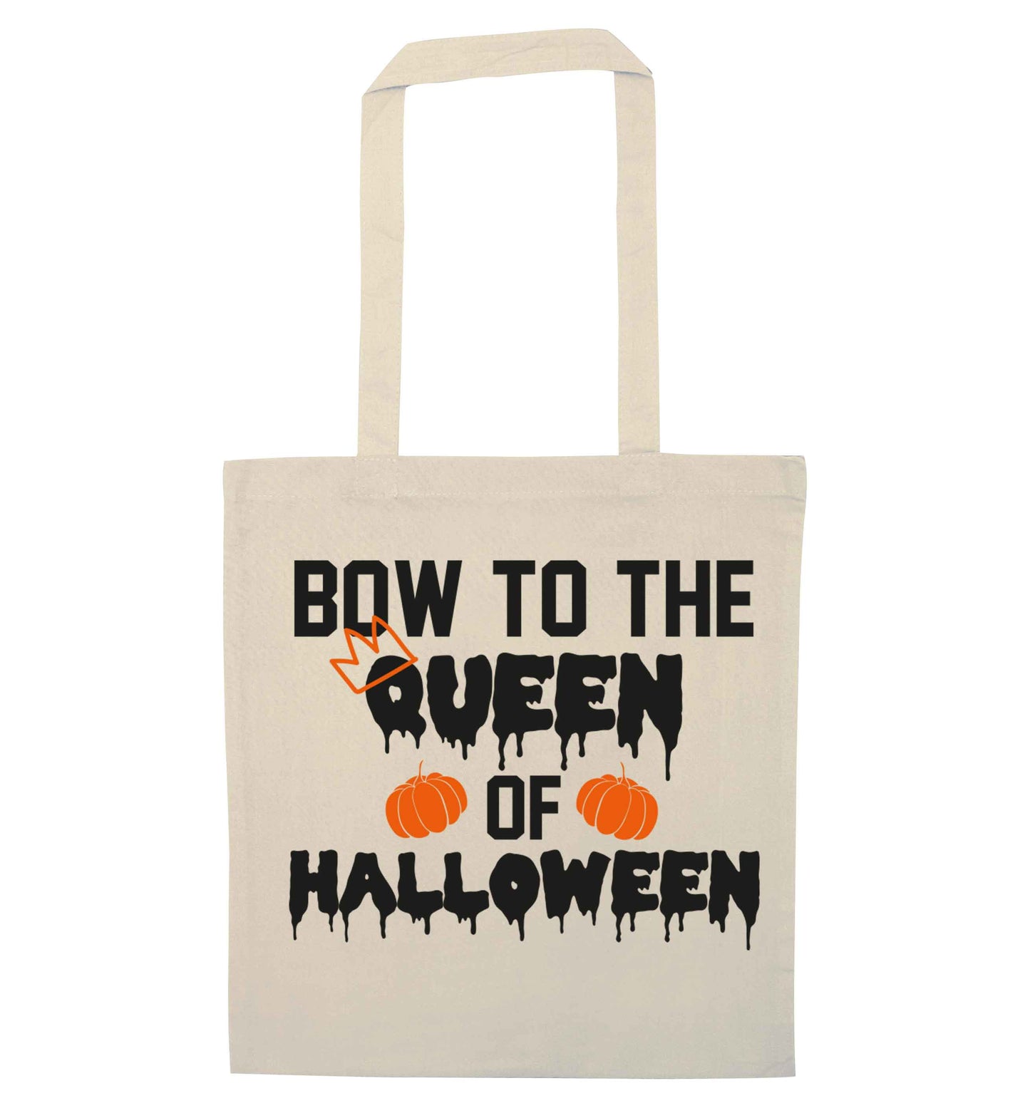 Bow to the Queen of halloween natural tote bag