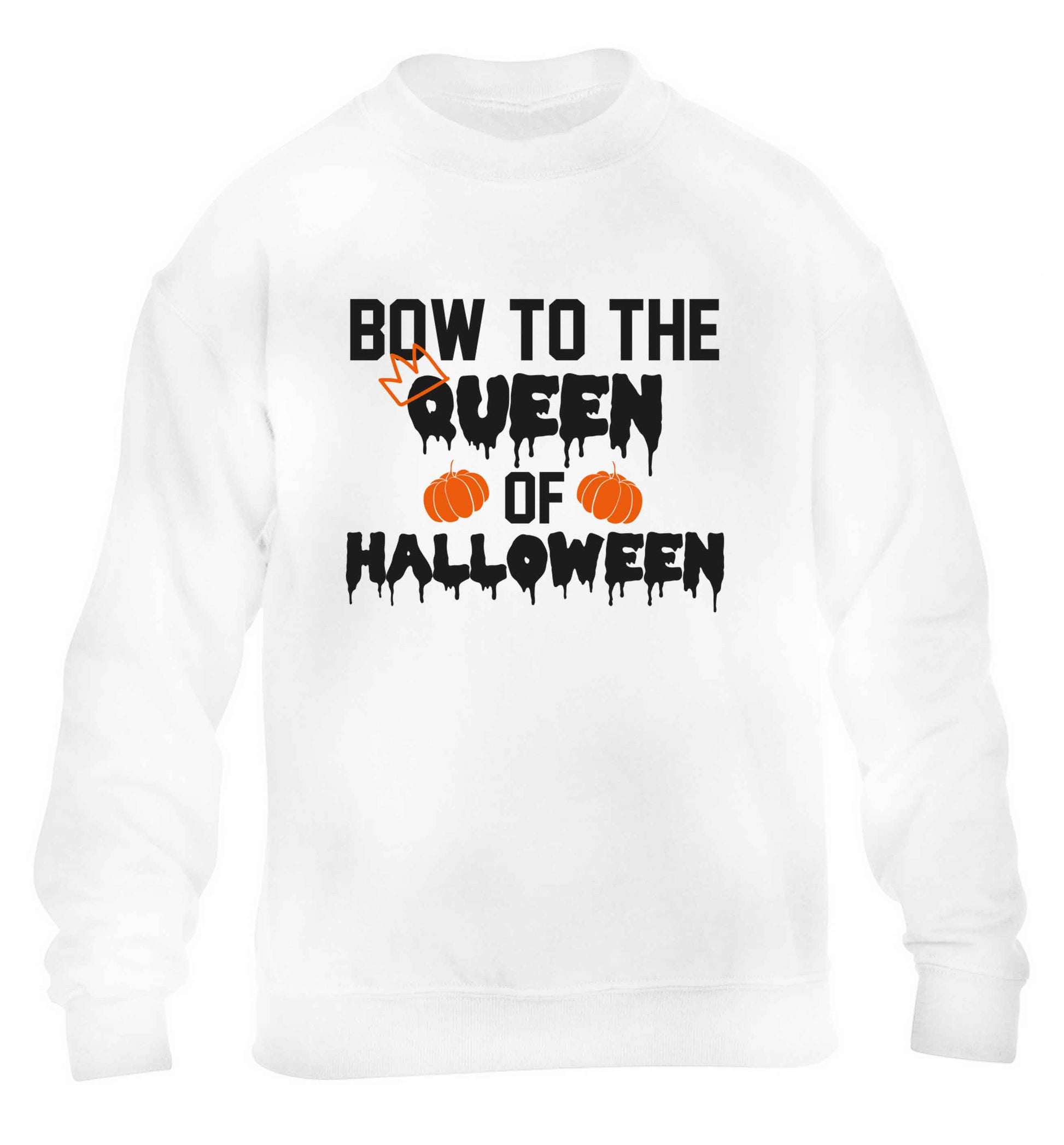 Bow to the Queen of halloween children's white sweater 12-13 Years