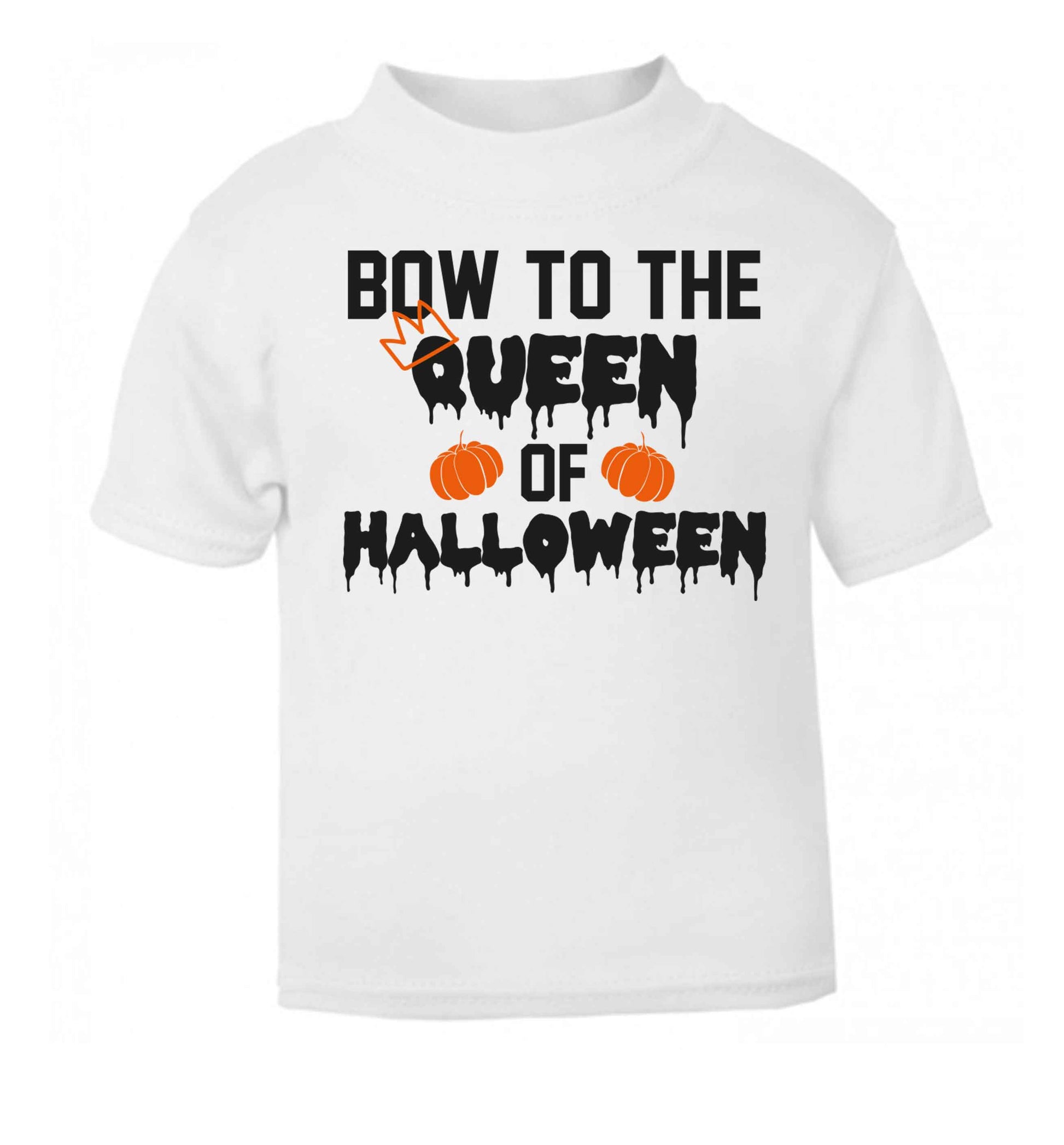 Bow to the Queen of halloween white baby toddler Tshirt 2 Years