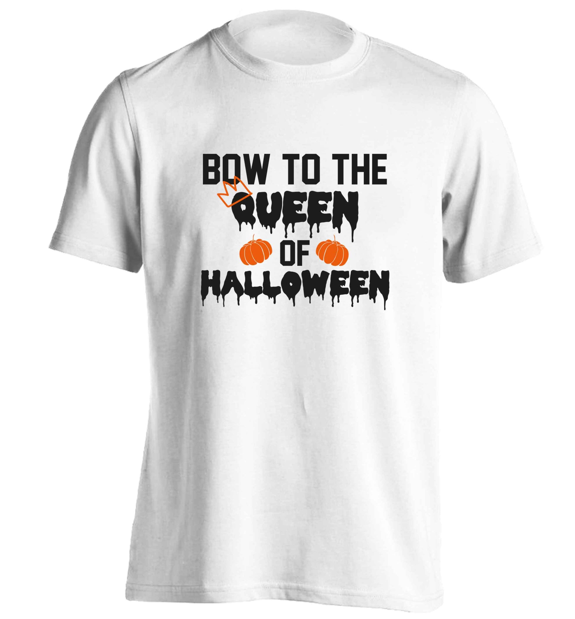 Bow to the Queen of halloween adults unisex white Tshirt 2XL