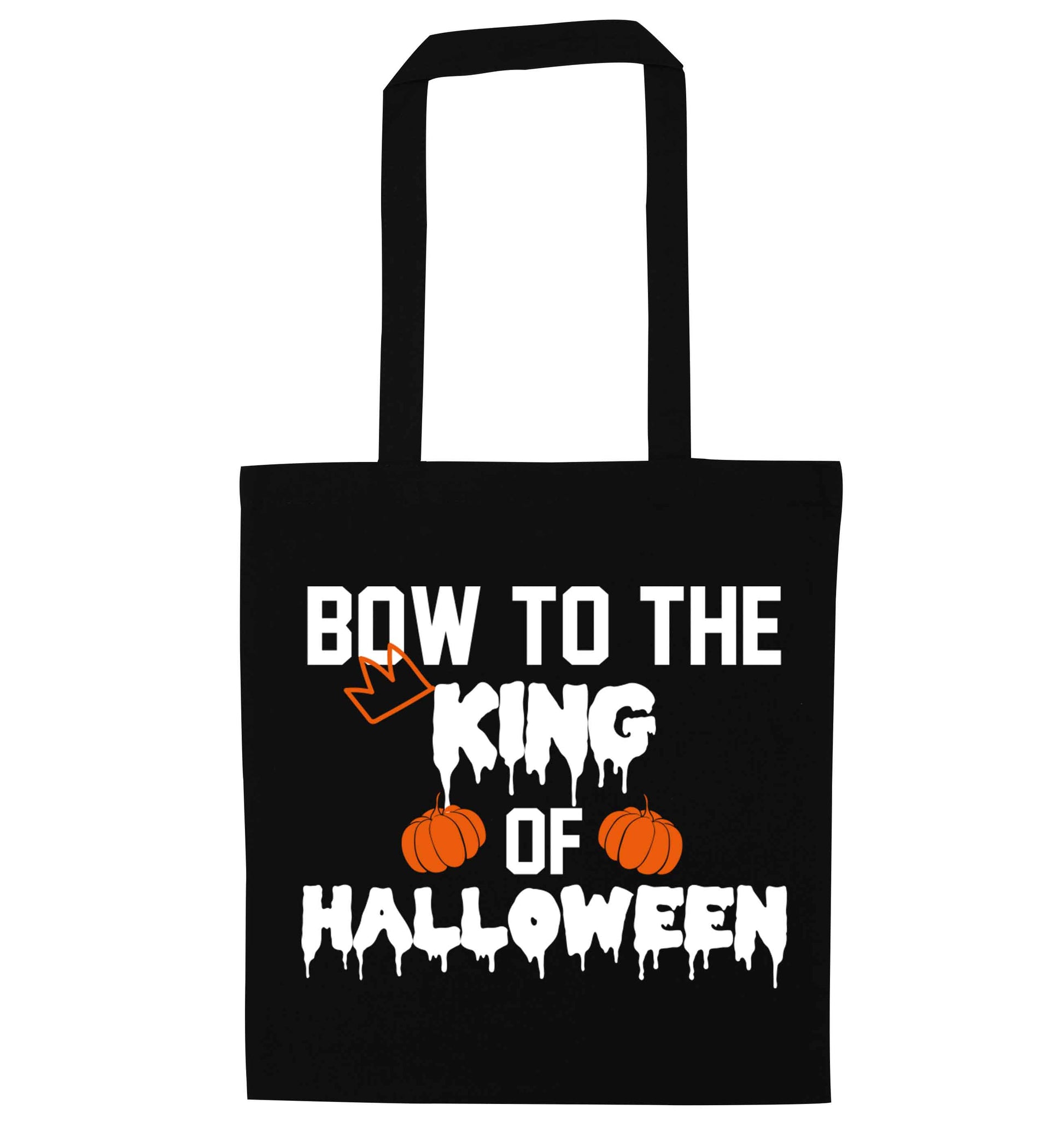 Bow to the King of halloween black tote bag