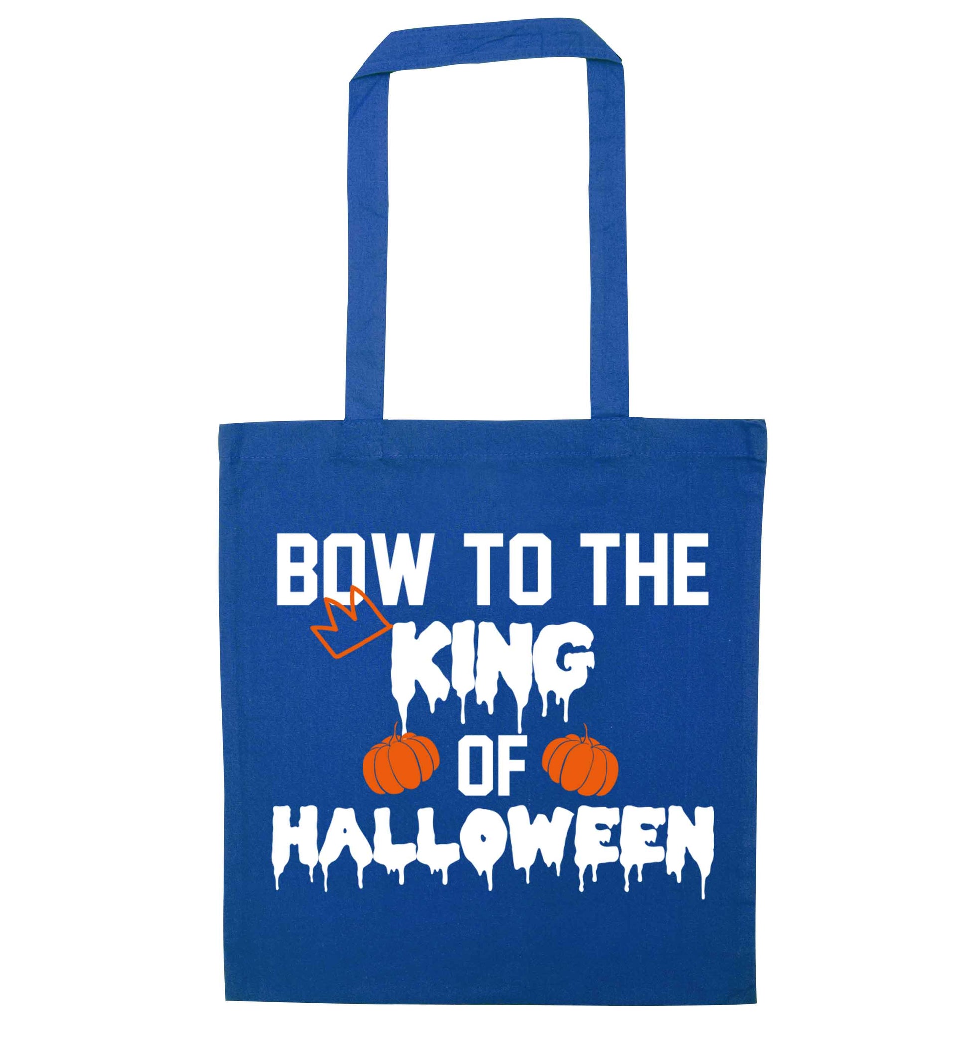 Bow to the King of halloween blue tote bag