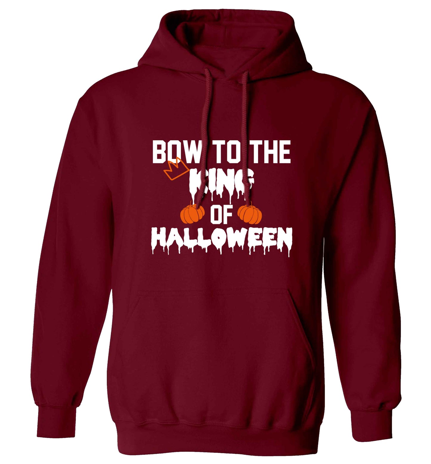 Bow to the King of halloween adults unisex maroon hoodie 2XL