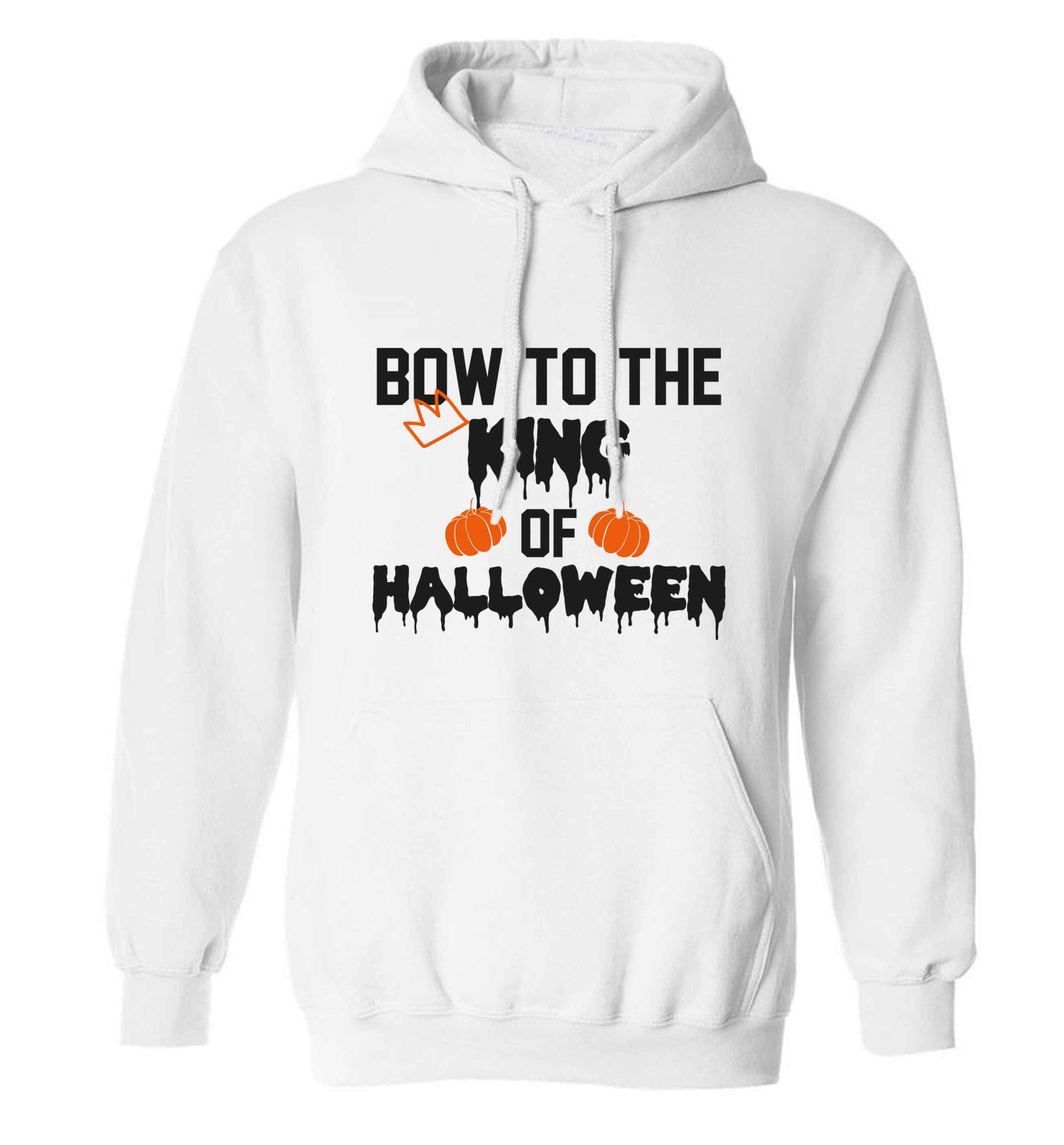 Bow to the King of halloween adults unisex white hoodie 2XL