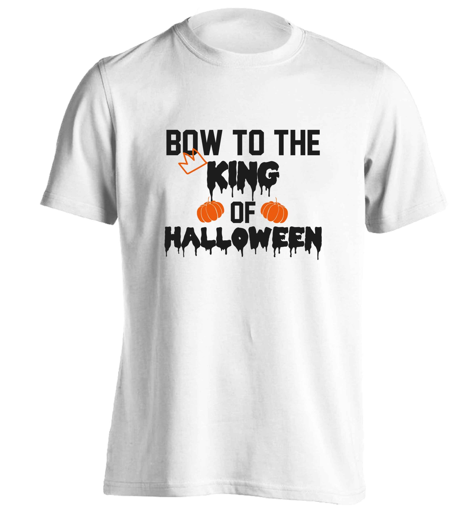Bow to the King of halloween adults unisex white Tshirt 2XL