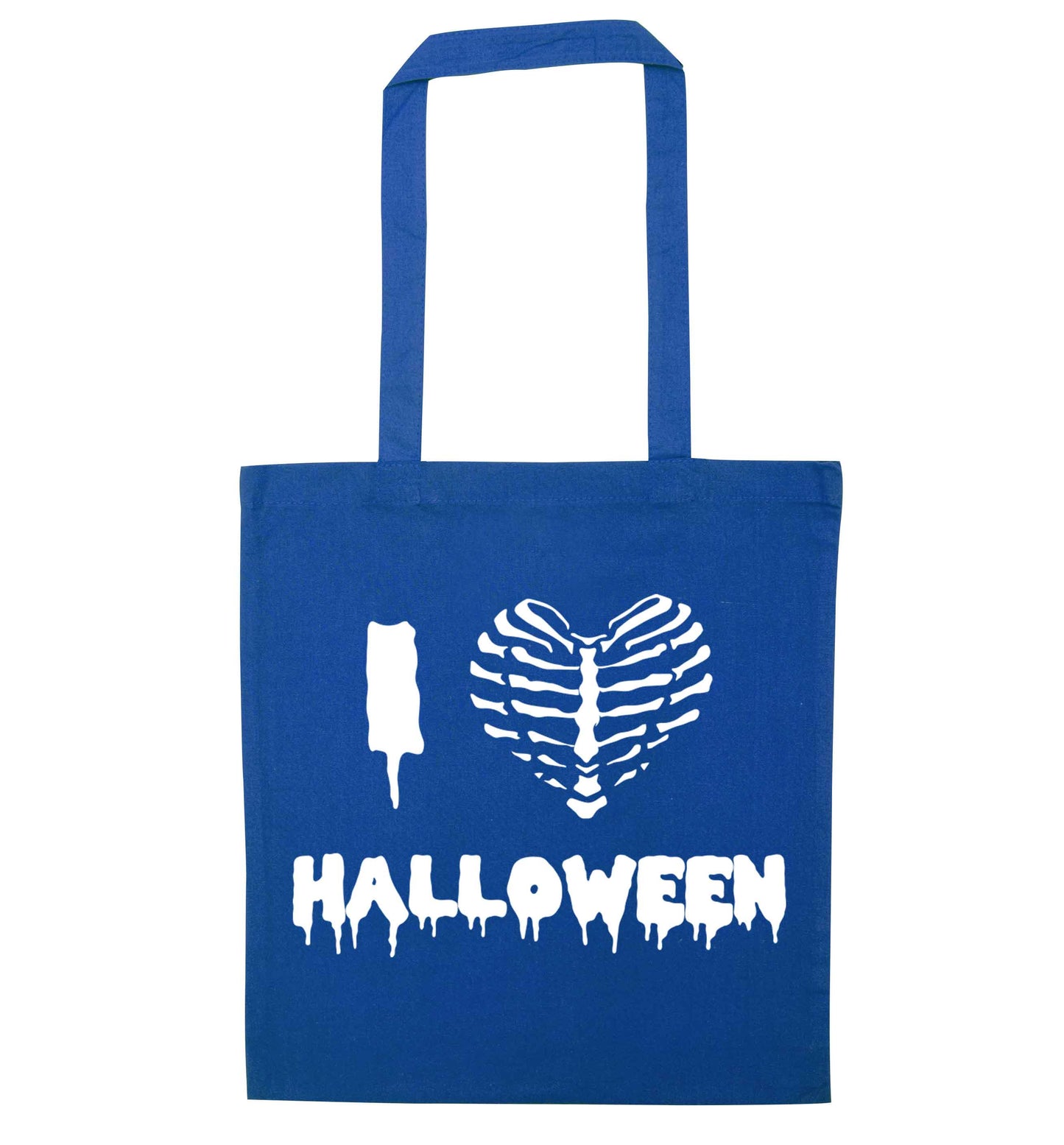 I love halloween blue tote bag