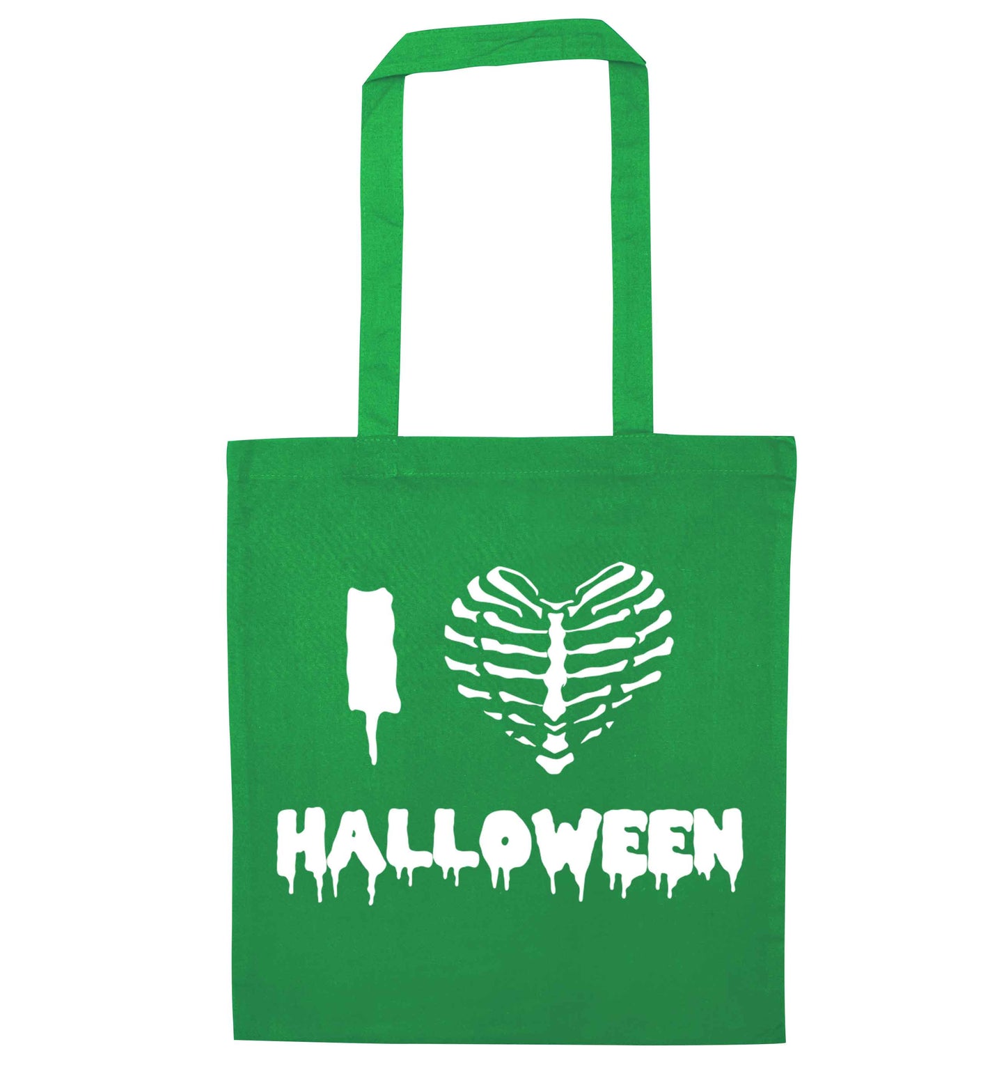 I love halloween green tote bag