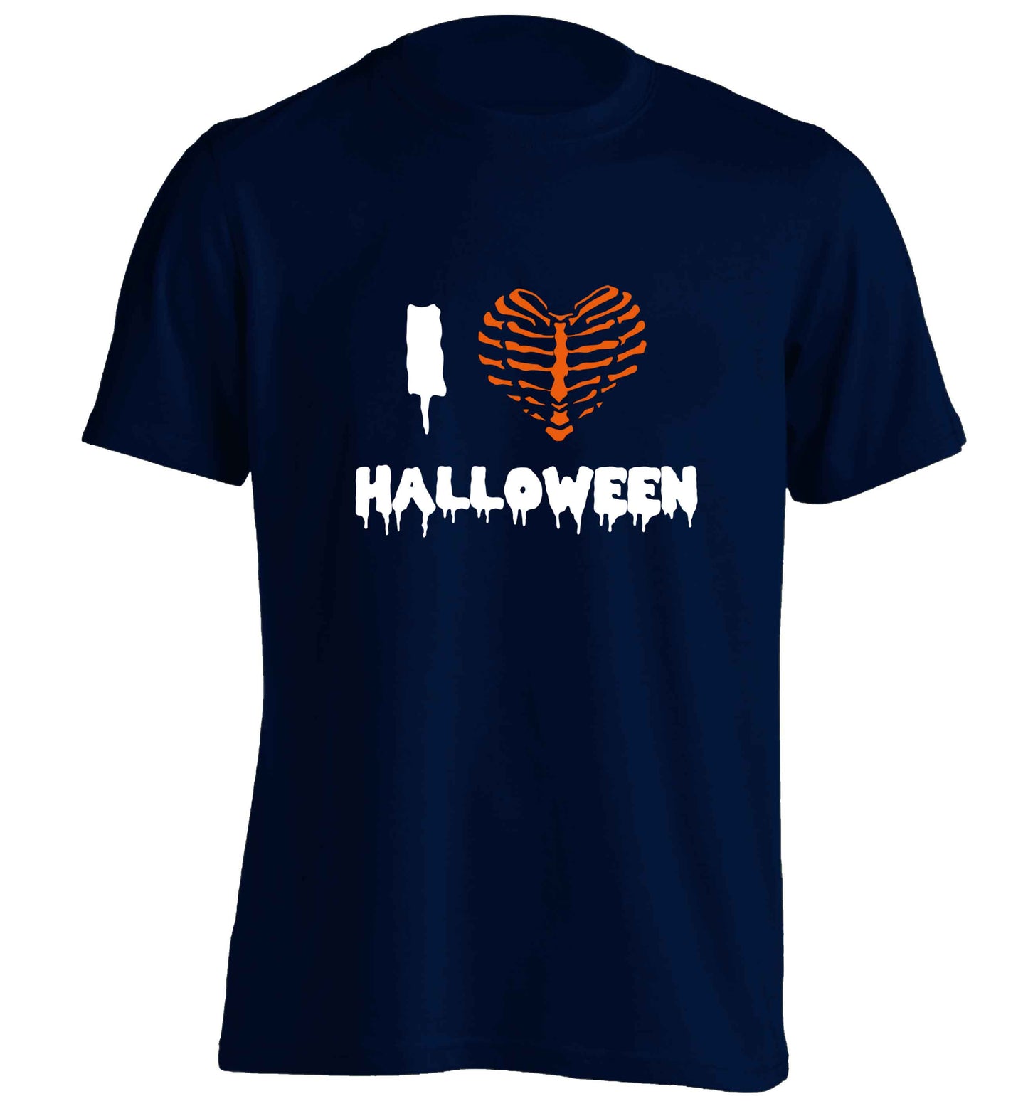 I love halloween adults unisex navy Tshirt 2XL