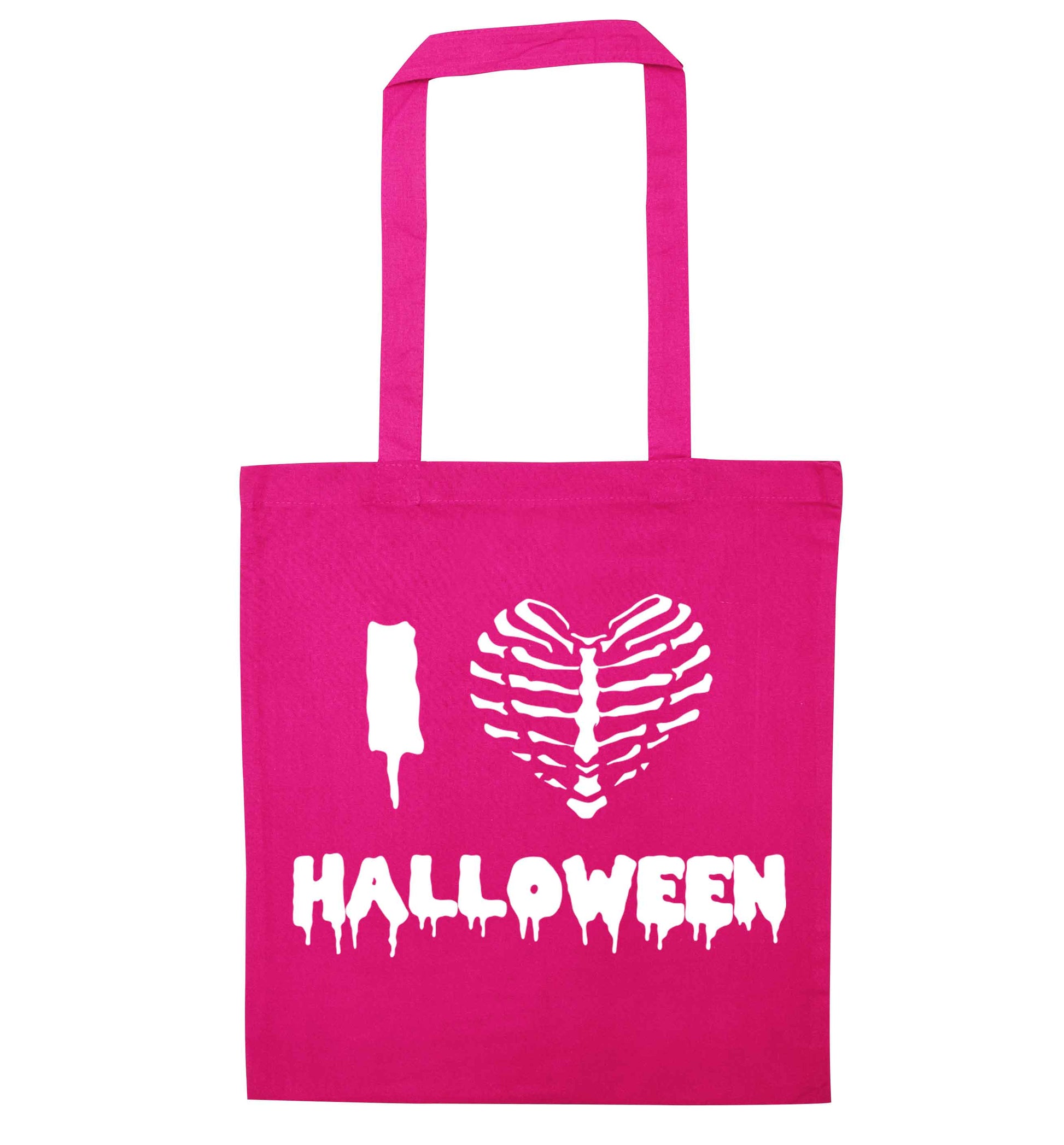 I love halloween pink tote bag