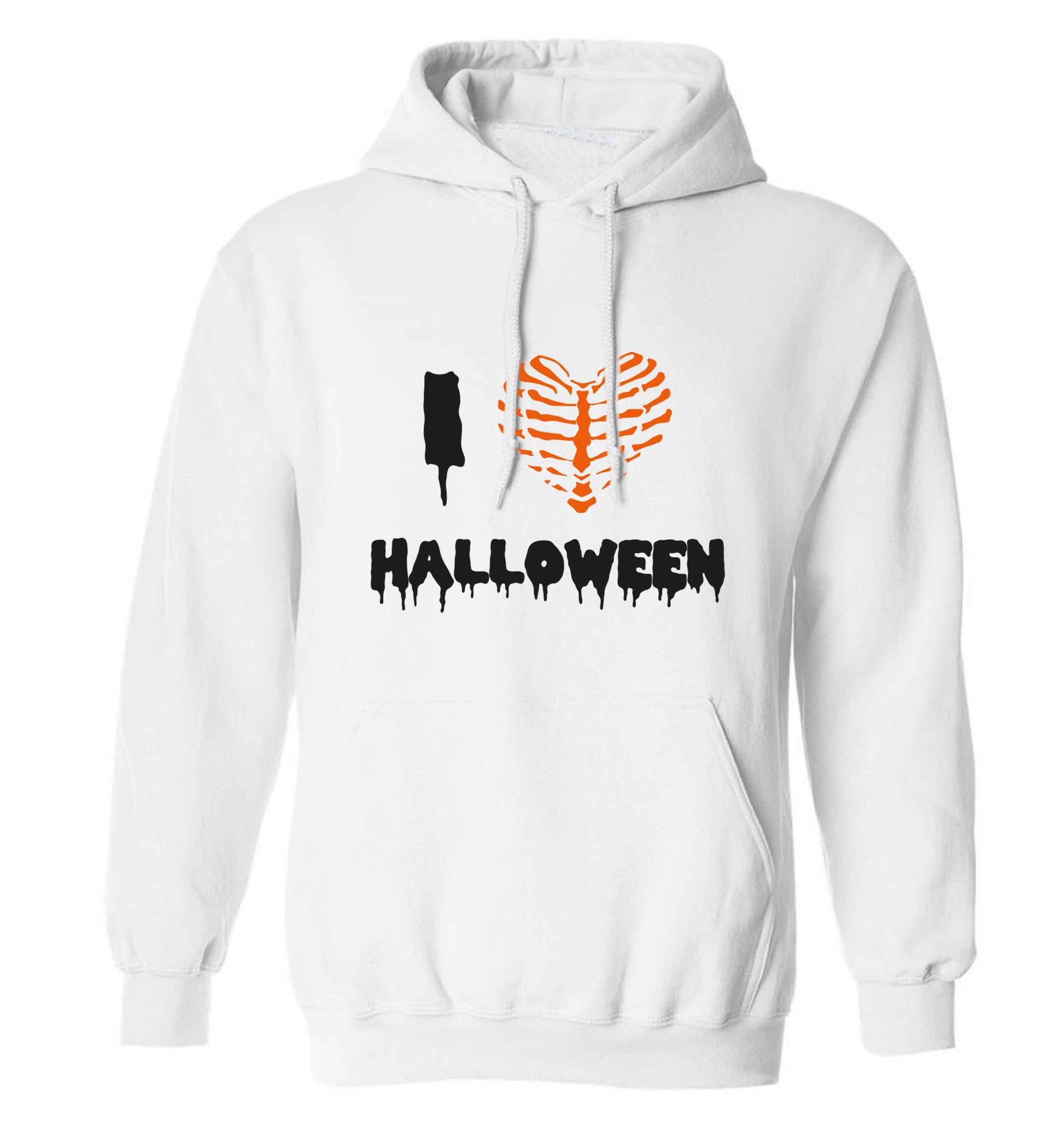 I love halloween adults unisex white hoodie 2XL