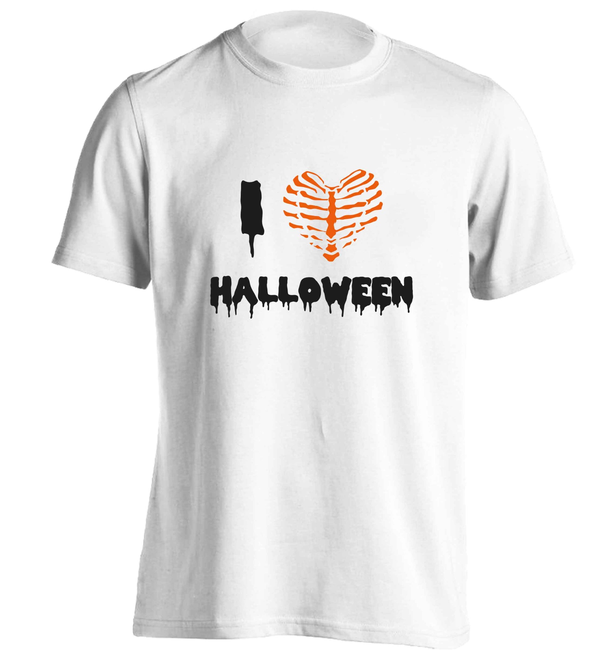 I love halloween adults unisex white Tshirt 2XL