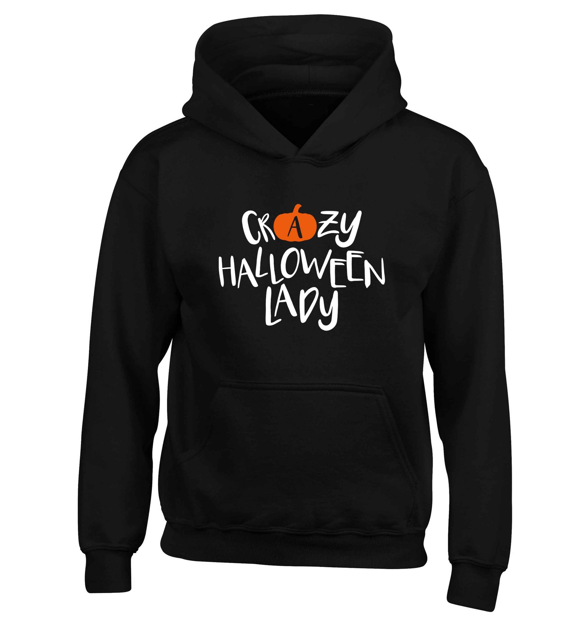 Crazy halloween lady children's black hoodie 12-13 Years