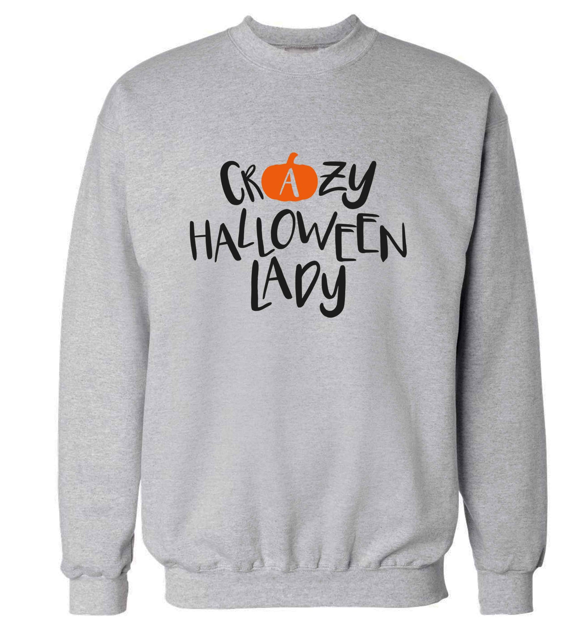 Crazy halloween lady adult's unisex grey sweater 2XL