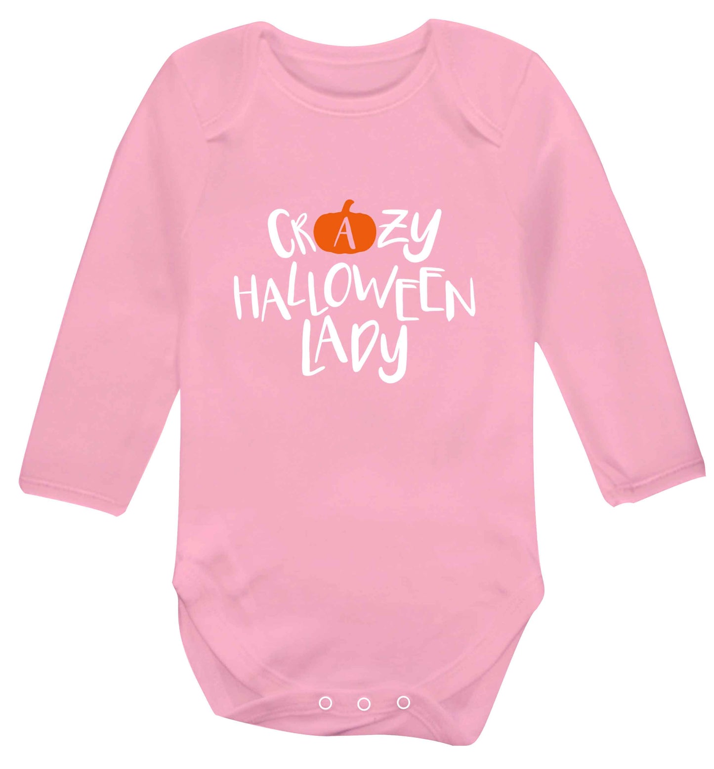 Crazy halloween lady baby vest long sleeved pale pink 6-12 months