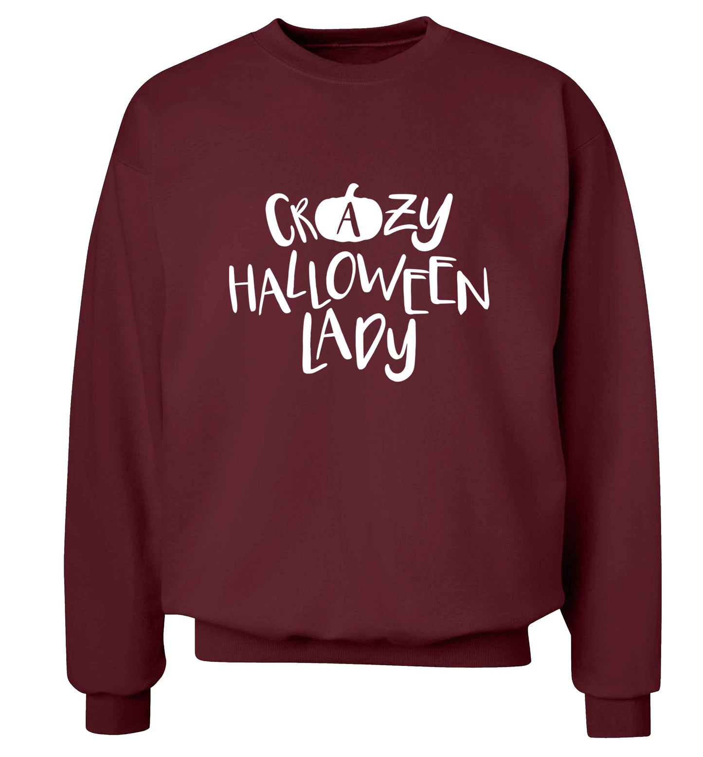 Crazy halloween lady adult's unisex maroon sweater 2XL