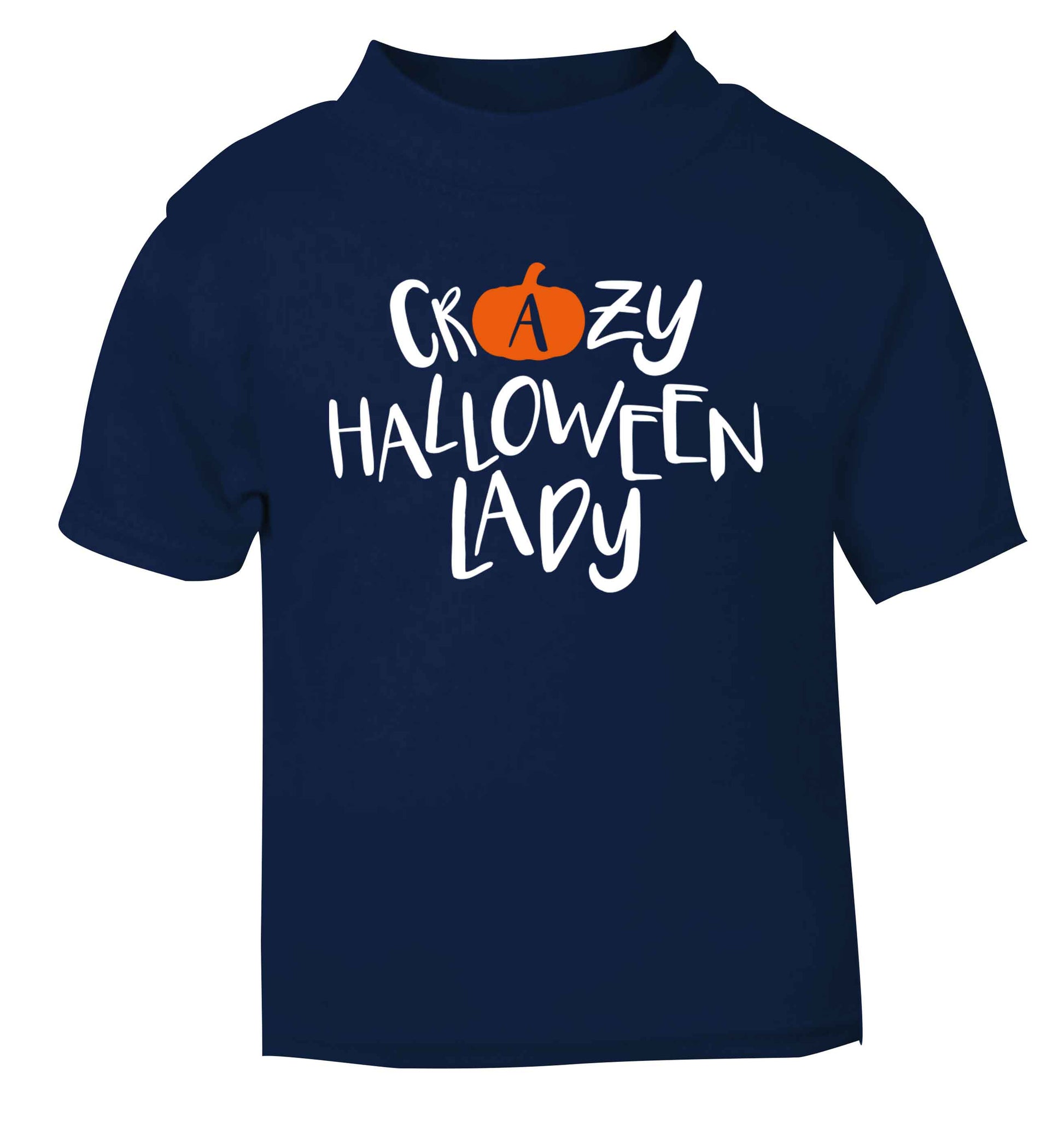 Crazy halloween lady navy baby toddler Tshirt 2 Years